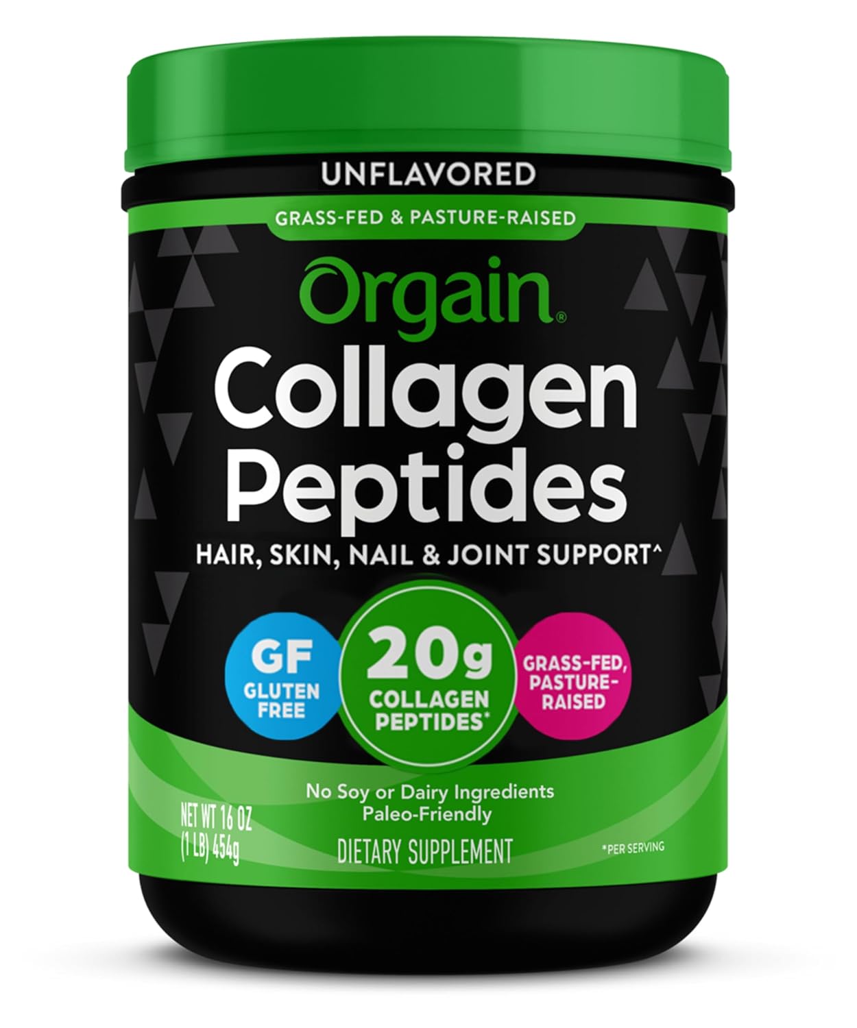 Orgain Péptidos de colágeno hidrolizados en polvo, 0.71 onzas de colágeno alimentado con pasto – Polvo de proteína de colágeno para cabello, piel,