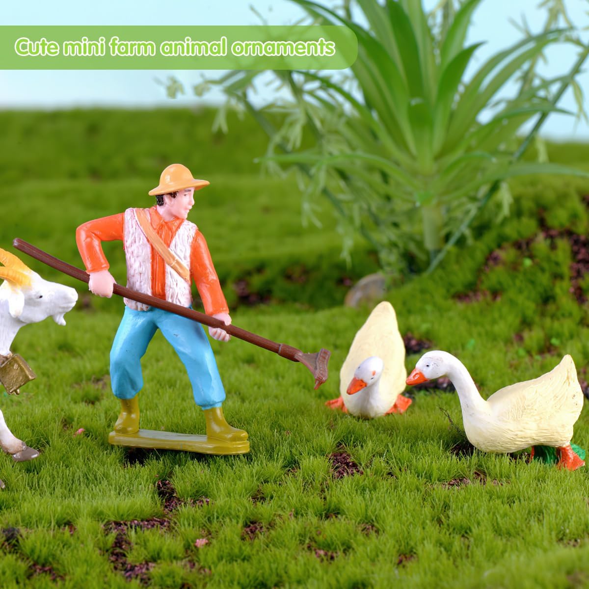 Mini figuras de animales de granja, juego de 9 figuras realistas de animales de granja, juego de figuras de aves de corral de plástico, incluye