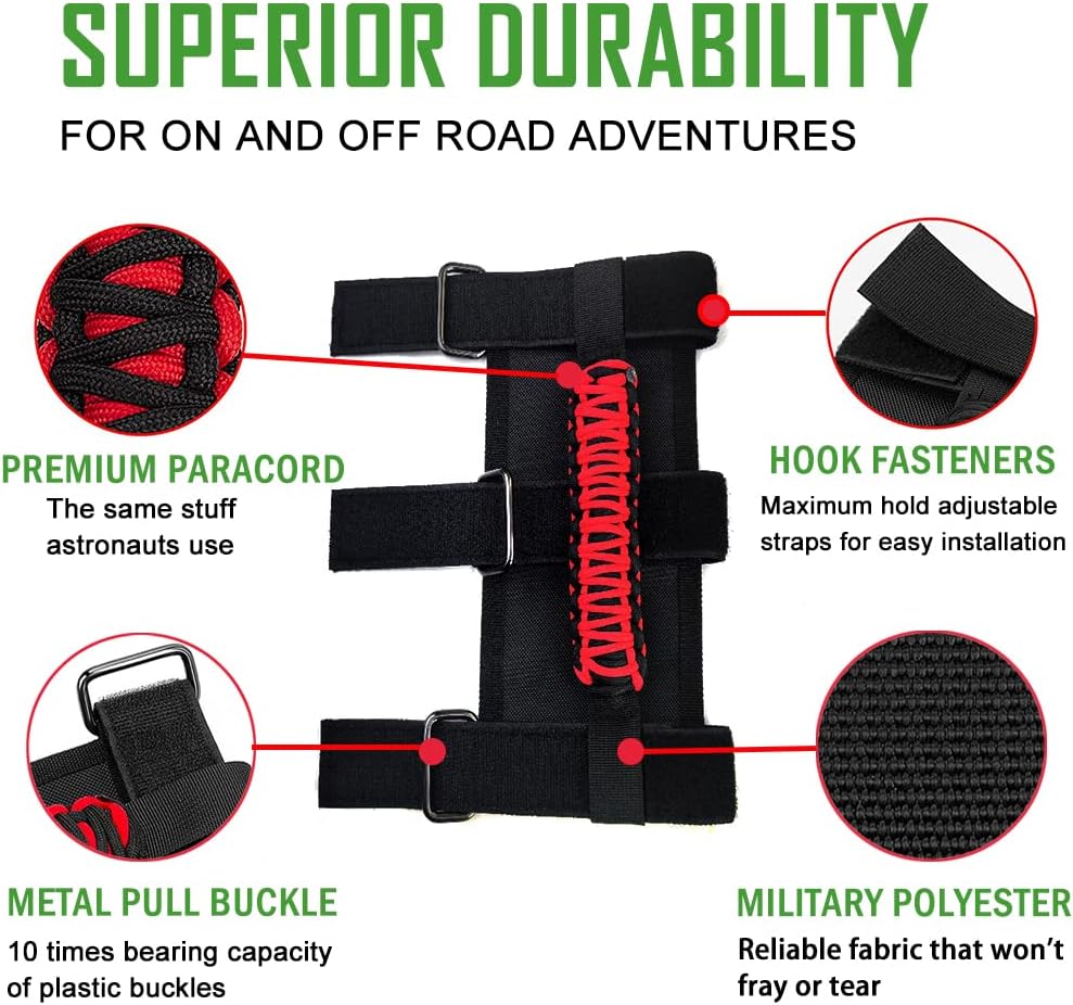 Paquete de 4 hebillas de metal mejoradas para asas de agarre de Jeep, 2 asas de agarre para Jeep Wrangler y 2 asas de asiento trasero para barras