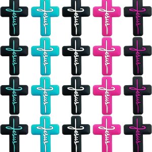 20 cuentas de silicona cruzadas de silicona con cuentas focales de mezcla de colores en forma de cruz, cuentas focales para bolígrafos, cuentas 20 cuentas de silicona cruzadas de silicona con cuentas focales de mezcla de colores en forma de cruz, cuentas focales para bolígrafos, cuentas