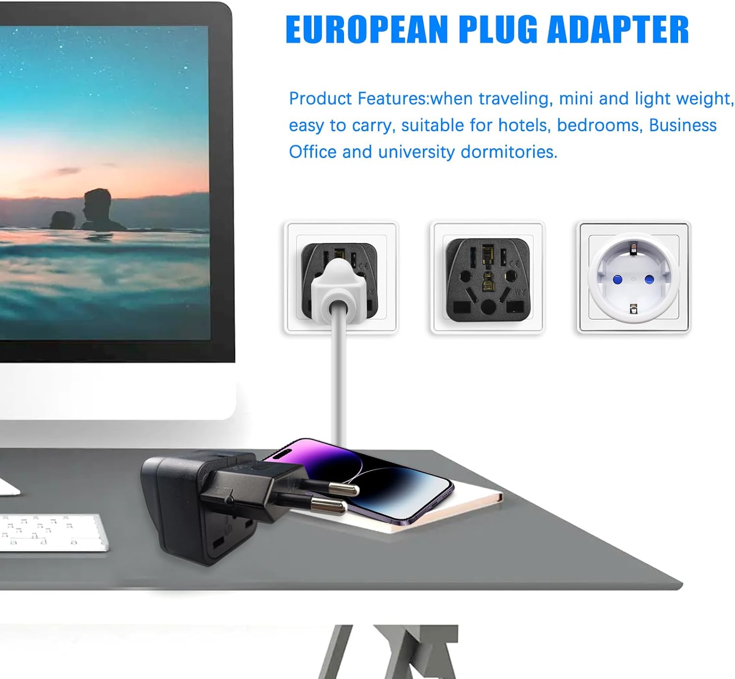 Adaptador de enchufe de Reino Unido a EE. UU., adaptador de viaje Europa AU CN JP Asia Italia Suiza a Estados Unidos y Japón Adaptador de enchufe