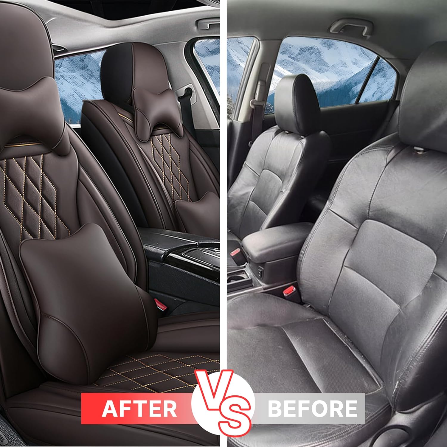 Fundas de asiento para Ford F-150 2003-2023, funda de asiento de automóvil de cuero impermeable, accesorios para interiores de automóvil suaves y