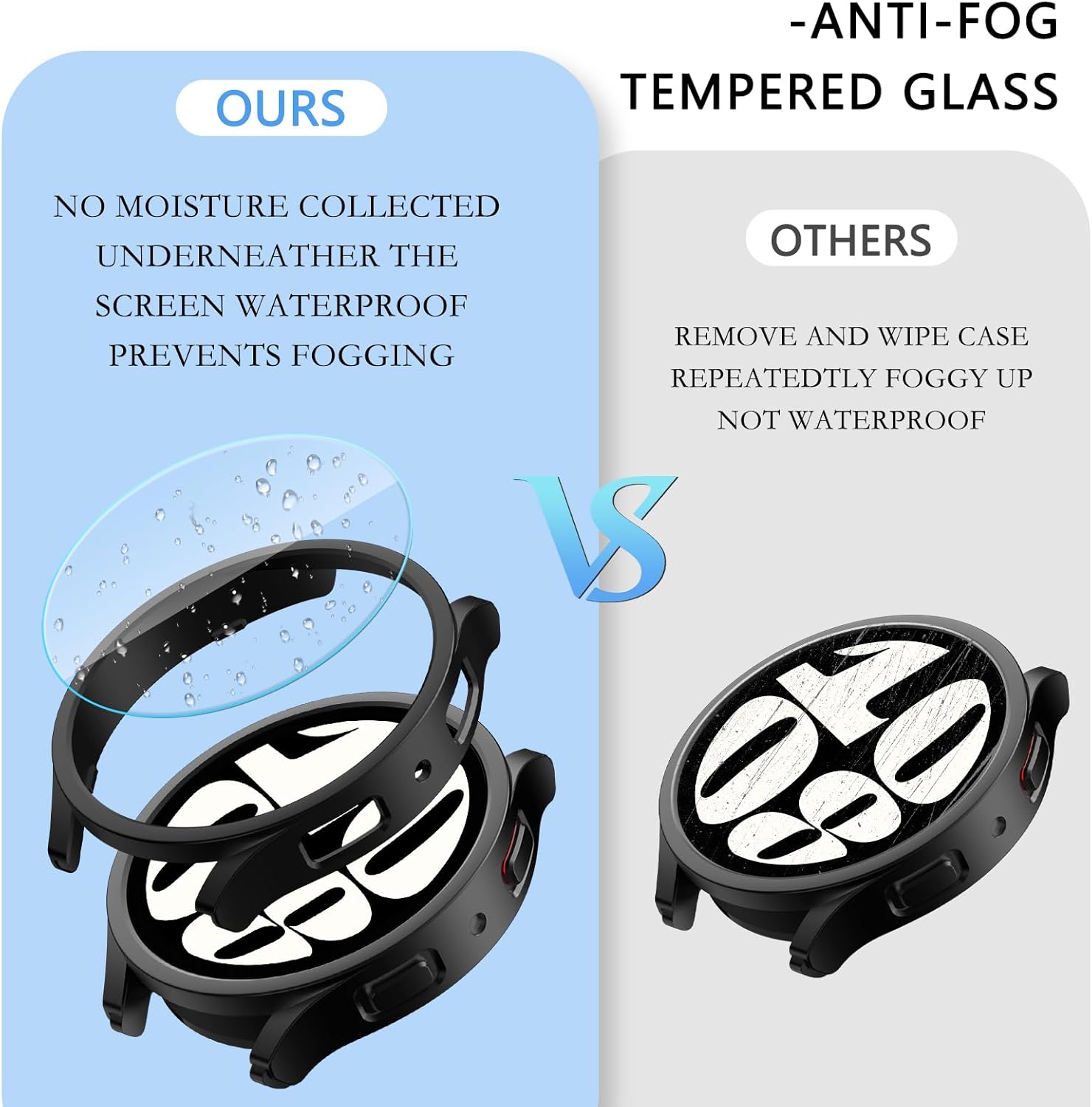 Cuteey Paquete de 4 + 4 fundas protectoras de pantalla para Samsung Galaxy Watch 6 de 1.575 pulgadas, cubierta rígida de policarbonato con película