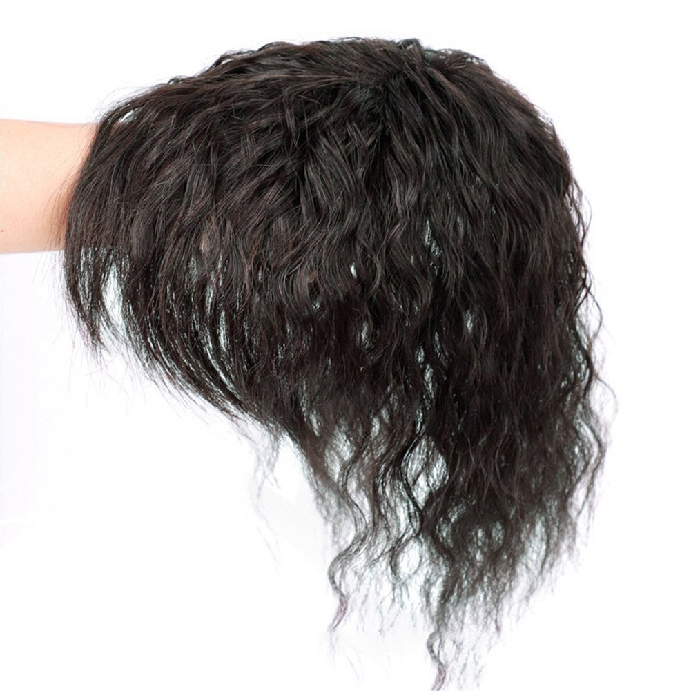 Postizo rizado de aspecto natural esponjoso con clip de cabello humano con flequillo, peluca de repuesto para cabello fino y largo, 319.7 in, 9.8