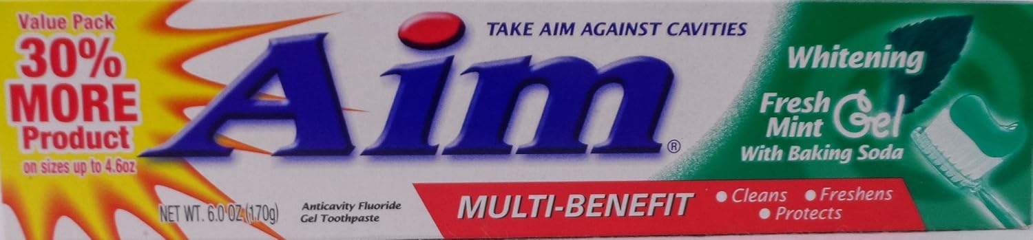 Aim Pasta de dientes 6 oz Tubo (paquete de 6) Gel Menta Fresca