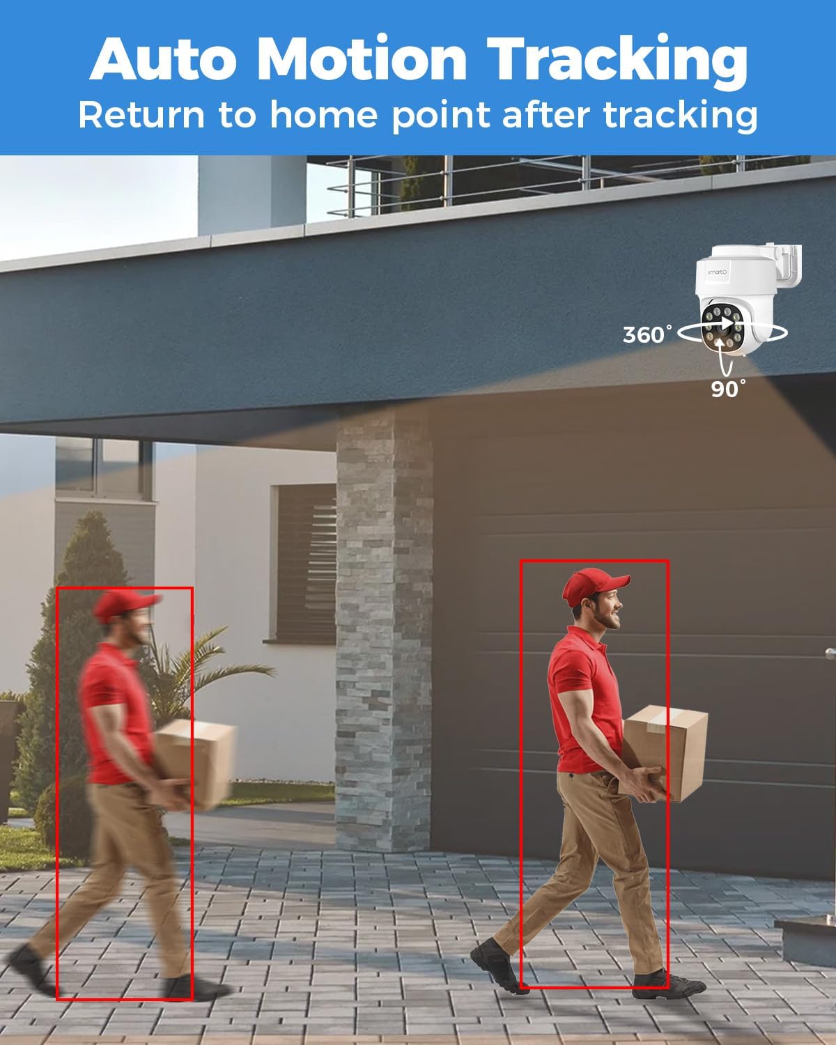 XMARTO Sistema de cámara de seguridad PoE de seguimiento automático de 8 canales 4K H.265, zoom panorámico, juego de 4 cámaras de vigilancia con