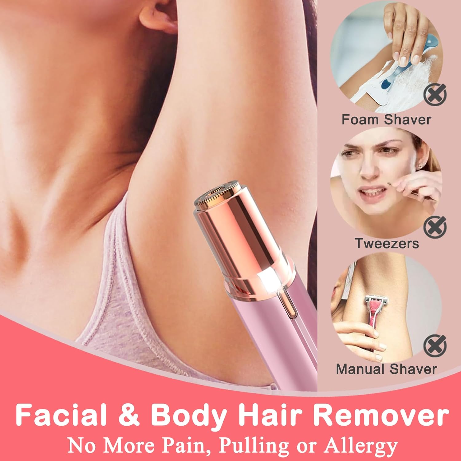 Removedor de vello facial, afeitadora para mujeres, recargable por USB, IPX6, impermeable, para labios, cuerpo, brazos, bigotes, pelusa y barbilla