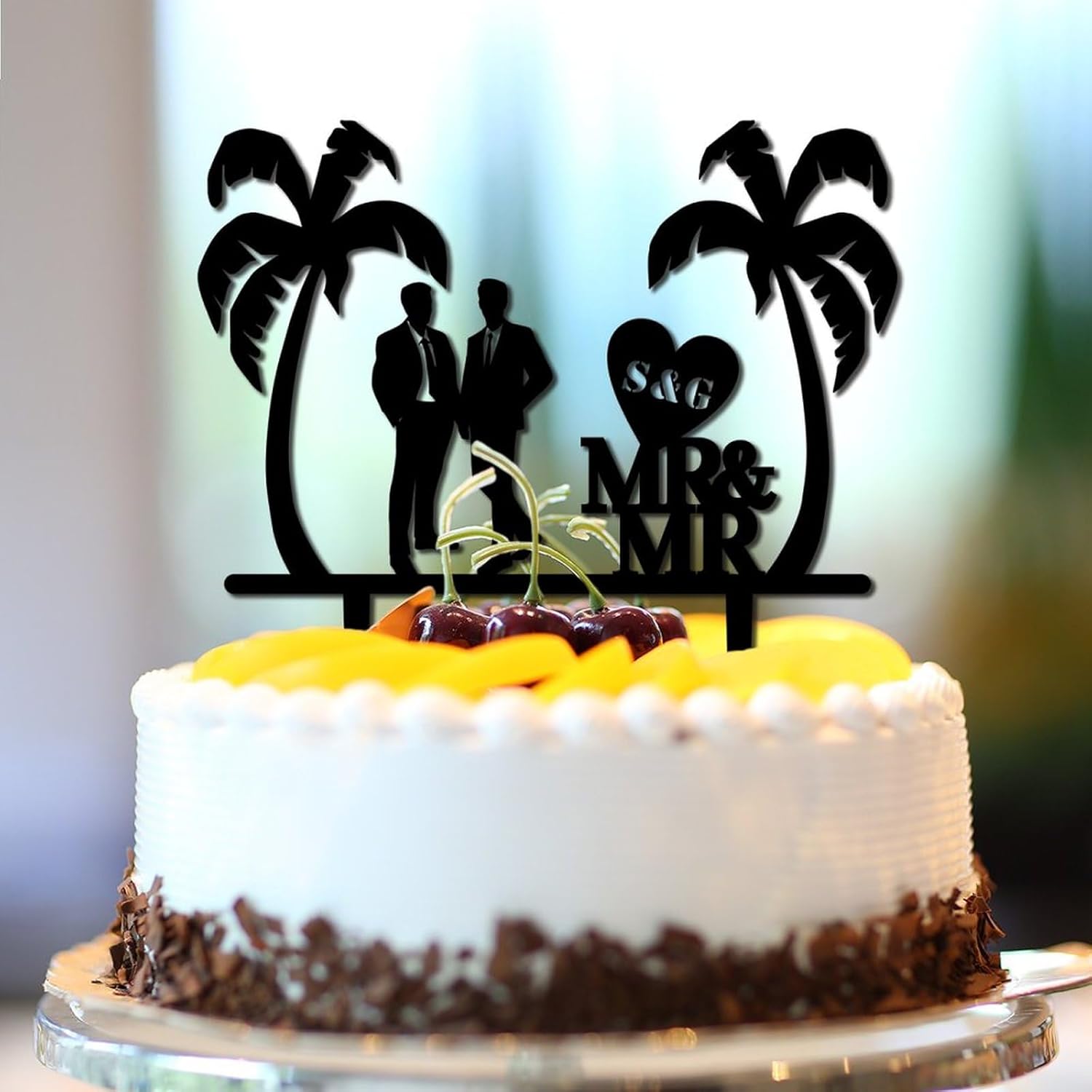 Decoración para tartas tropicales de Mr & Mr para parejas gay, regalo de boda para parejas homosexuales, decoración de cupcakes para compromiso,