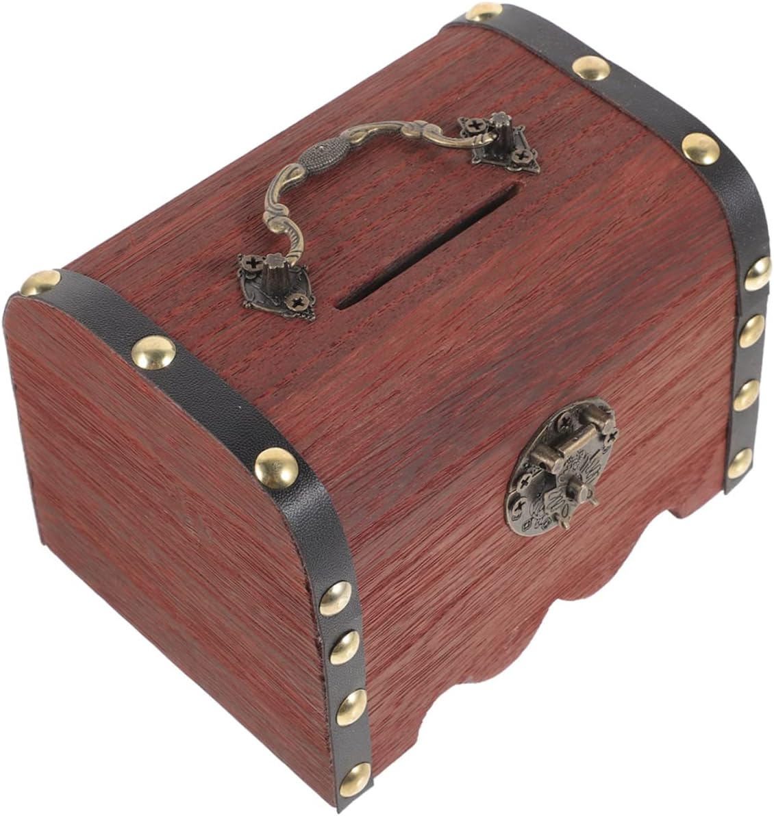 Uonlytech 3 unidades de caja de dinero con cerradura de alcancía para niñas, alcancía para hucha de madera, caja de pecho retro, alcancía para el