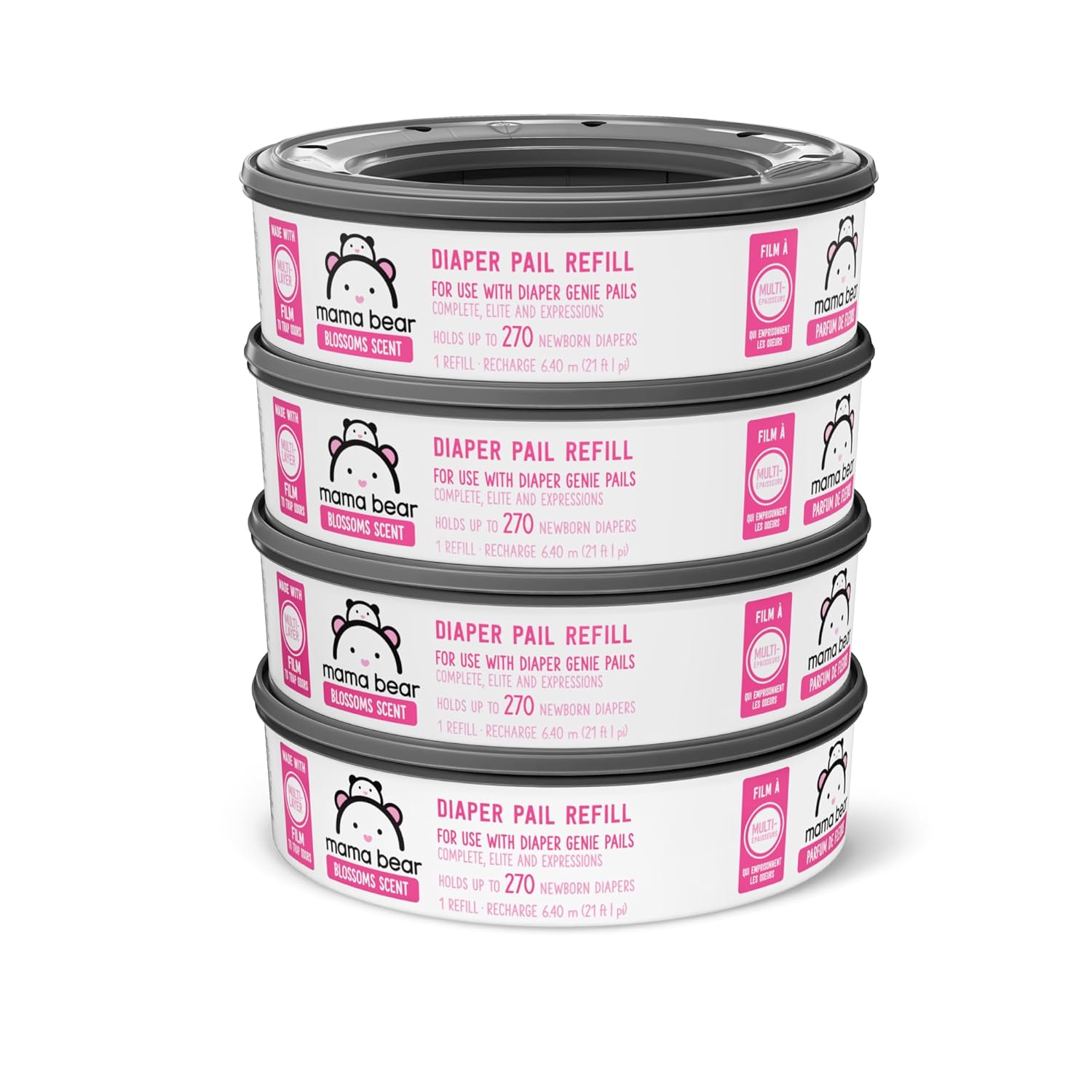 Marca Tienda  Mama Bear Blossoms – Recambios de cubo de pañales perfumados para cubos de Diaper Genie, 1080 unidades (4 paquetes de 270 unidades)