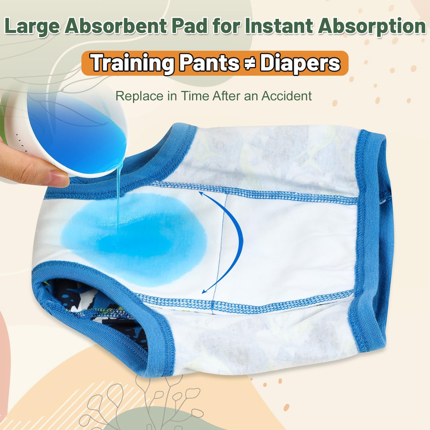MOEMOE BABY Paquete de 8 pantalones de entrenamiento de algodón para niños y niñas de 2 a 7 años