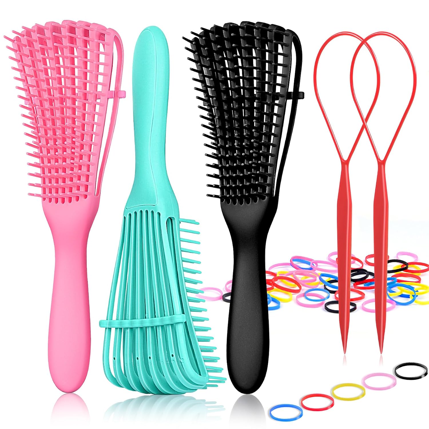 TsMADDTs ez – Paquete de 3 cepillos desenredantes para cabello natural, cepillo desenredante para cabello texturizado de 3a a 4c, rizado, ondulado,