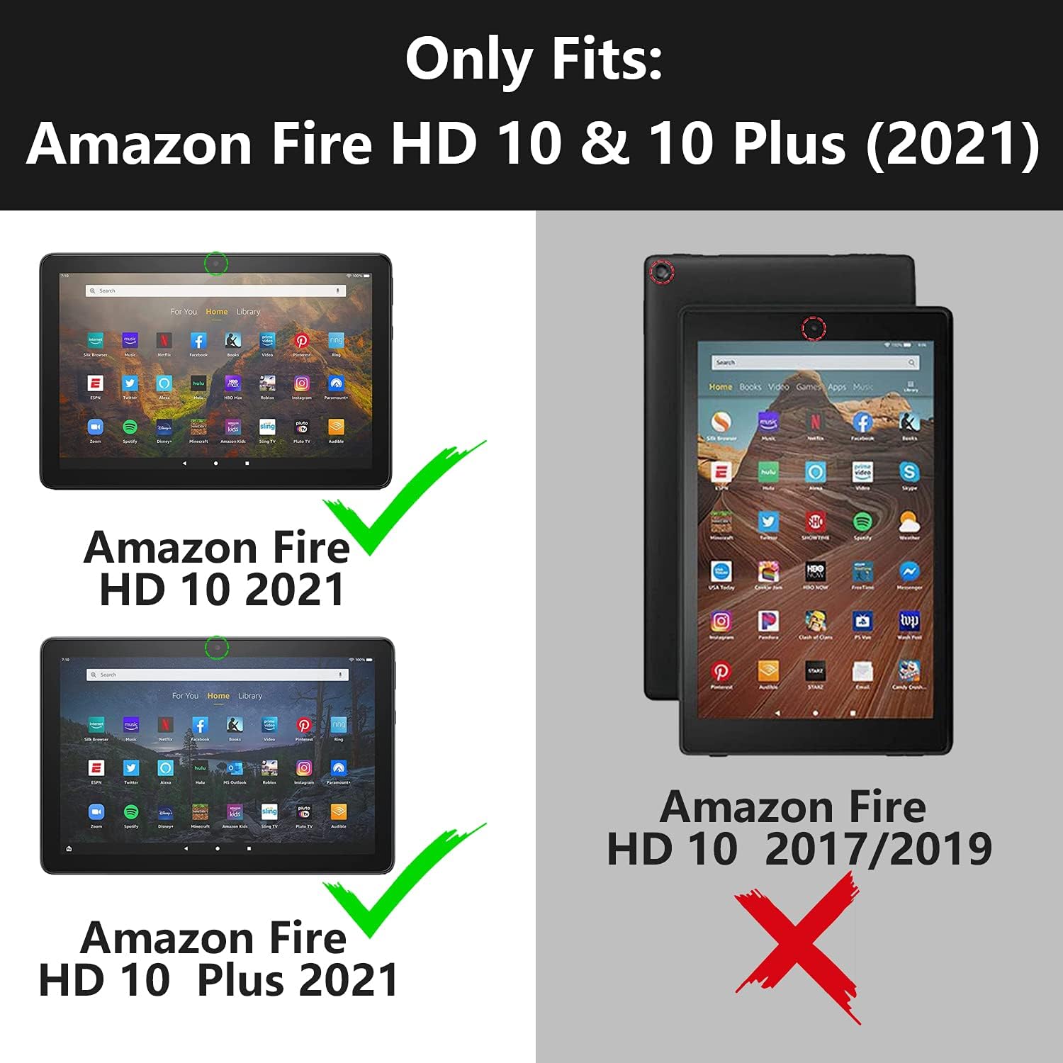 Funda para tablet Tienda Fire HD 10 y Fire HD 10 Plus (11 generación, versión 2021)  Funda de piel sintética de alta calidad con encendido