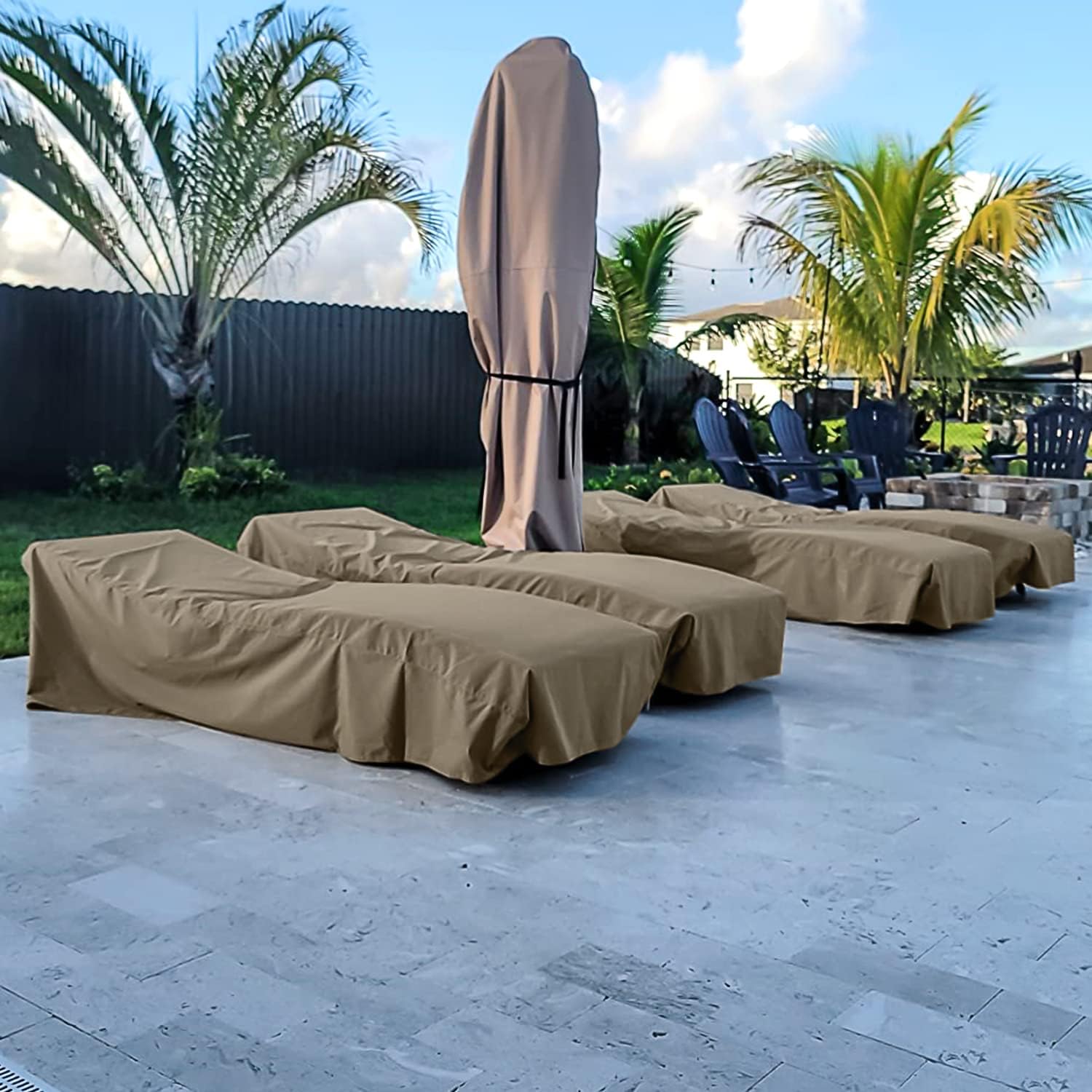 SunPatio Fundas para tumbonas para exteriores, resistentes al agua, para silla de playa, con costuras selladas, resistente a la decoloración,