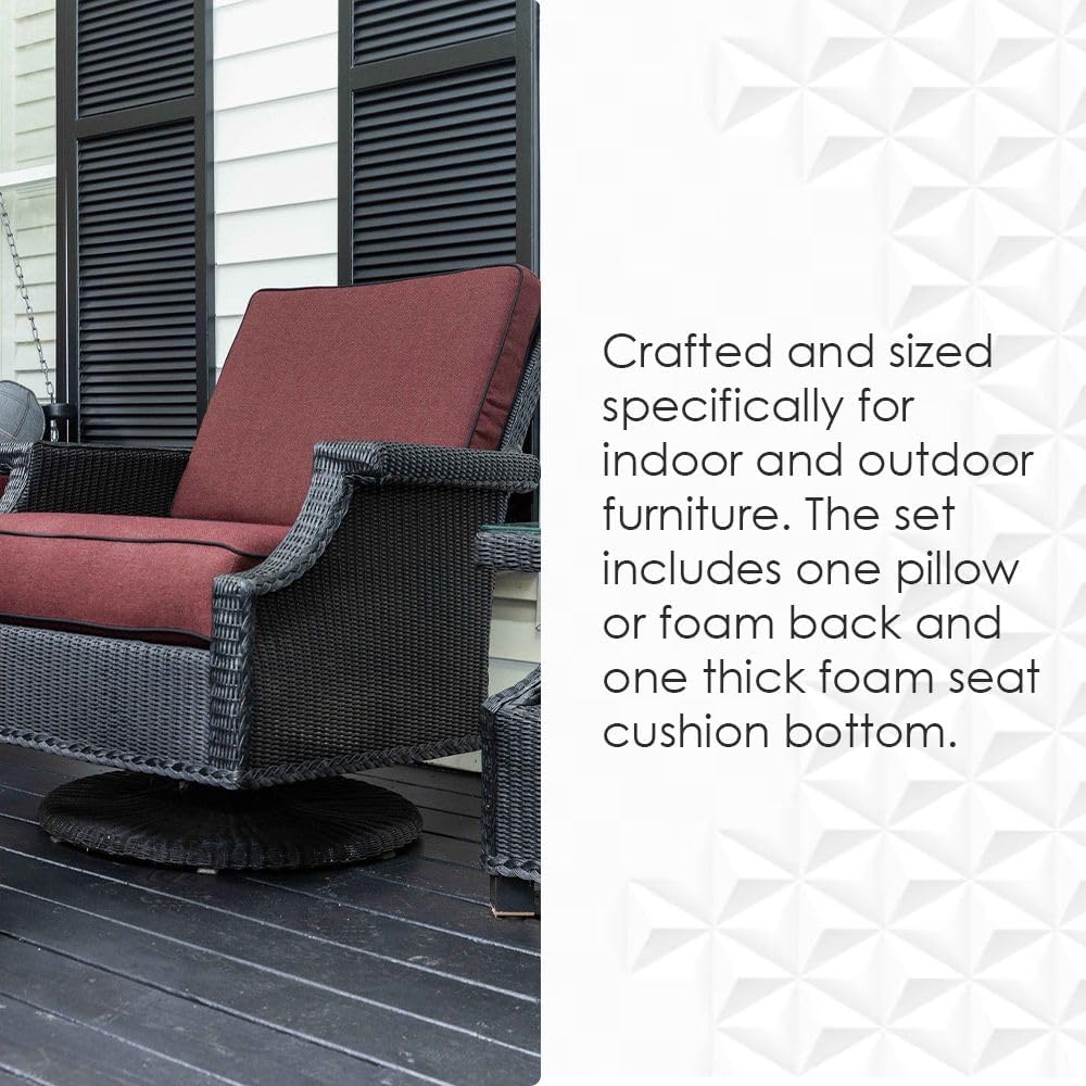 RSH Décor – Juego de cojines de espuma para asientos profundos para interiores y exteriores, asiento de 26 x 30 x 5 pulgadas y respaldo de 26 x 20 x