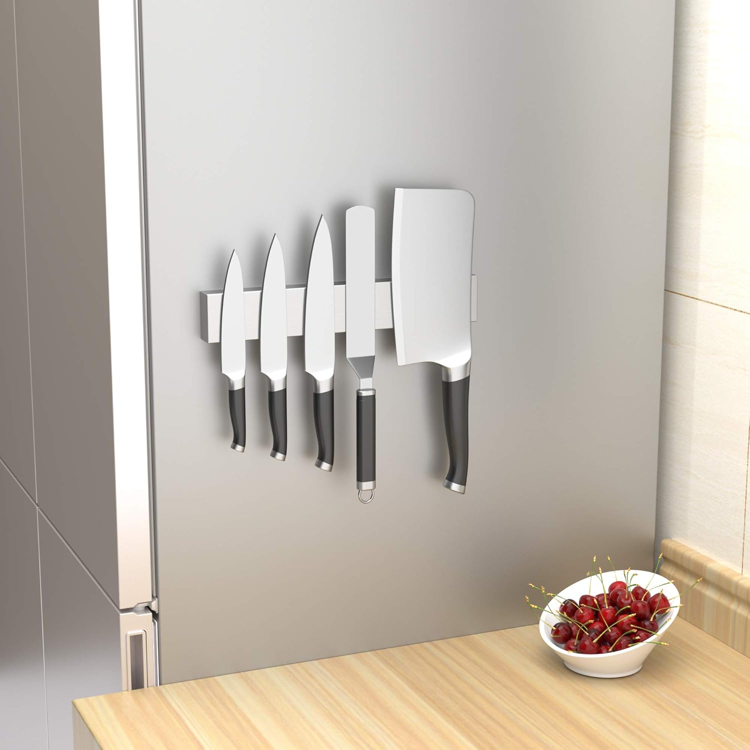 Tira magnética para cuchillos, adhesivo de acero inoxidable de 12 pulgadas para pared, bloque magnético de cuchillos, barra magnética para cuchillos