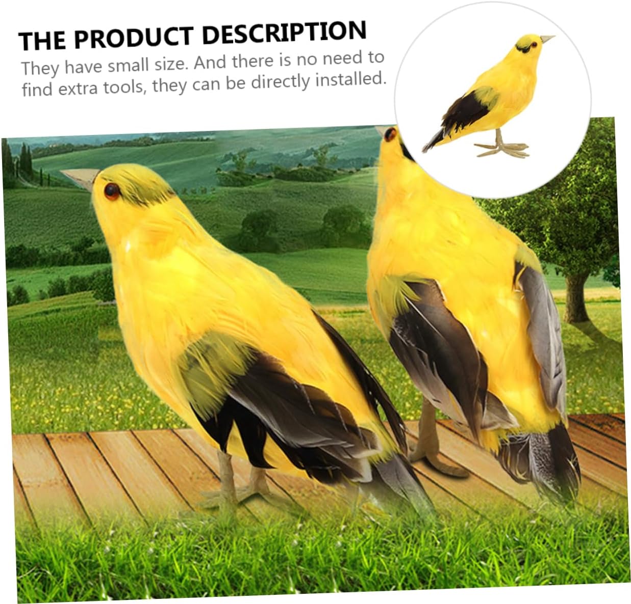 YARNOW 2 piezas de simulación de pájaro amarillo artificial decoración de pájaro realista adorno de mesa artificial para pájaros de espuma