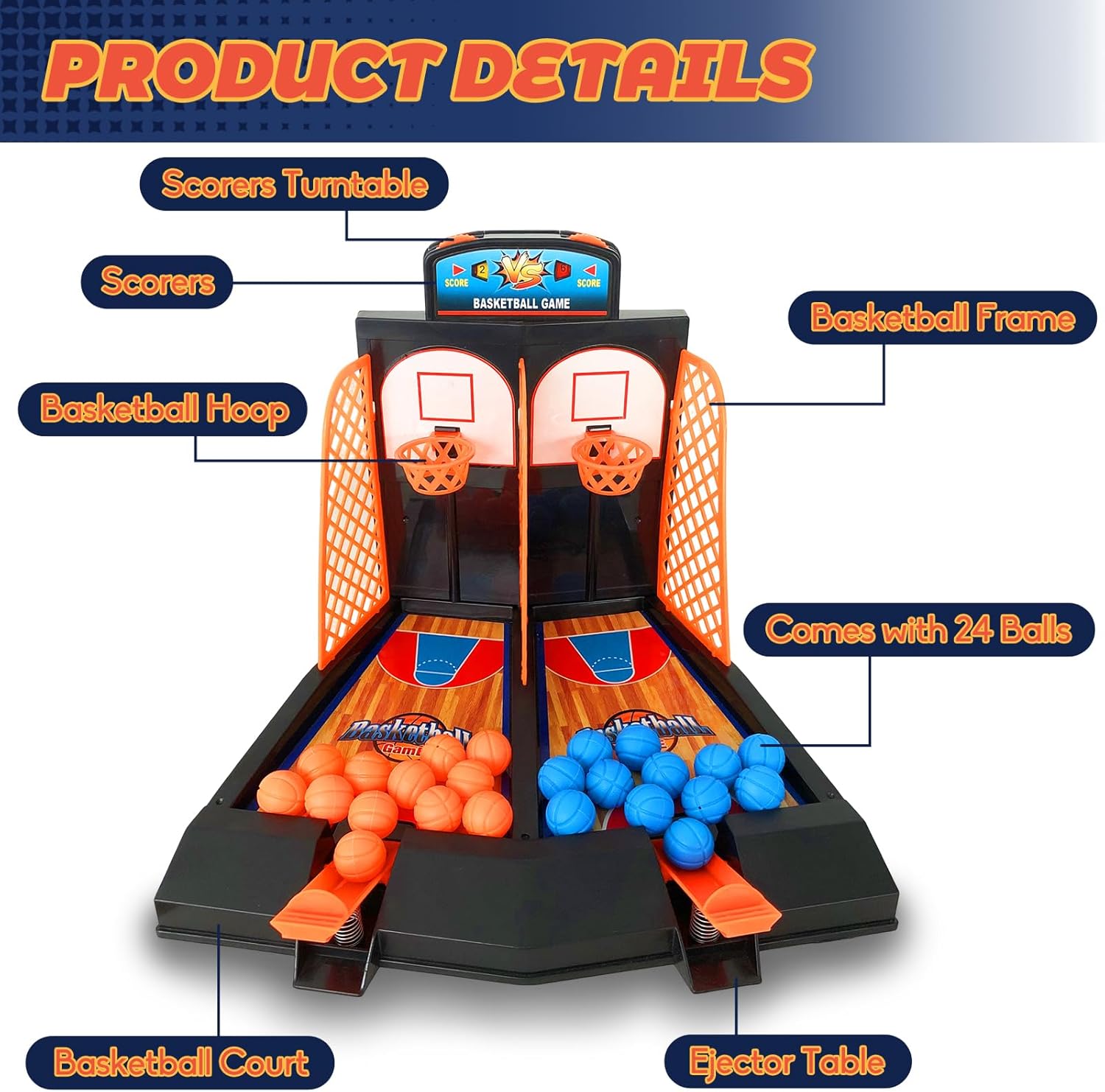 OJYUDD Juego de disparos de baloncesto, juego de baloncesto arcade de escritorio, juego de escritorio de mesa para niños y adultos, juego de aro de