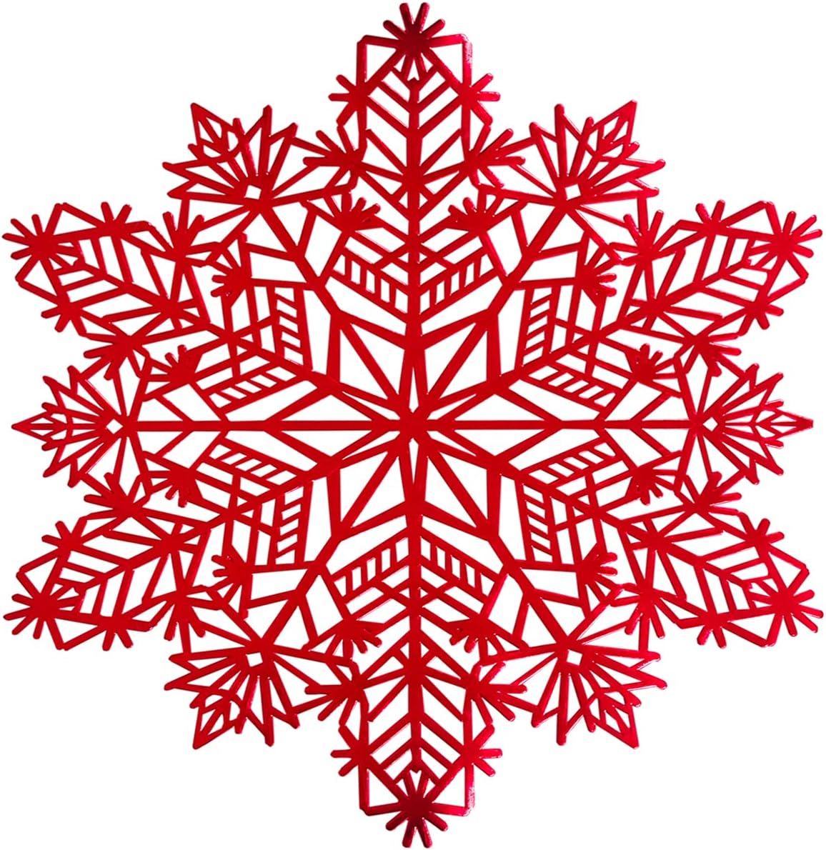 Juego de 6 manteles individuales de copo de nieve de color rojo, manteles redondos de vinilo para mesa de cocina, mesa de comedor, vacaciones, boda