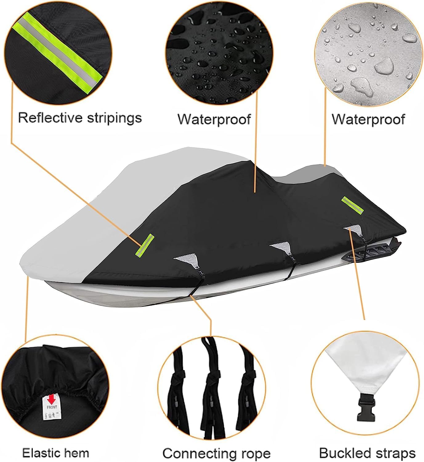 Funda para moto acuática, cubierta de moto acuática remolcable mejorada, resistente al agua y a los rayos UV, cubierta PWC resistente a la