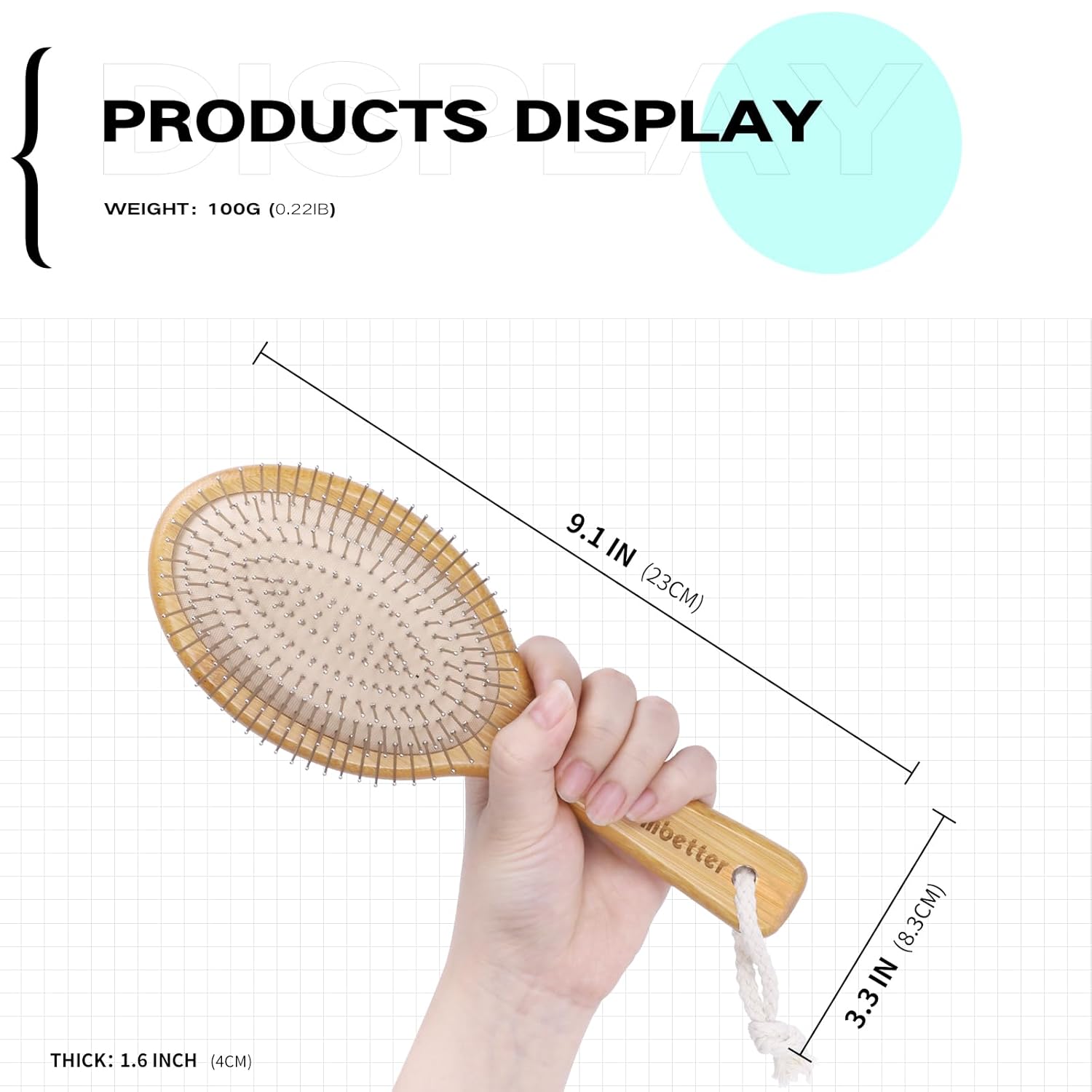 Cepillo de pelo de bambú, alisar el cabello y masajear el cuero cabelludo, cepillo antiestático desenredante, peine de madera natural ecológico con