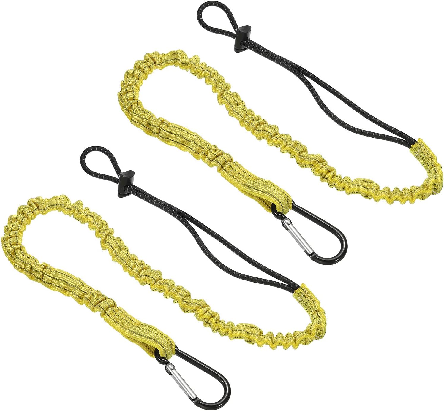 PATIKIL Cordón para herramientas con gancho a presión, paquete de 2 correas de seguridad de 35 pulgadas para protección contra caídas, amarillo