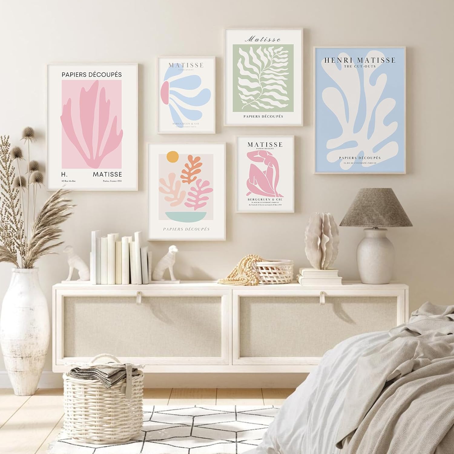 Henri Matisse – Póster de pared de 12 x 16 pulgadas sin marco para decoración de pared, pintura pastel danesa de Henri Matisse, lienzo rosa y azul,