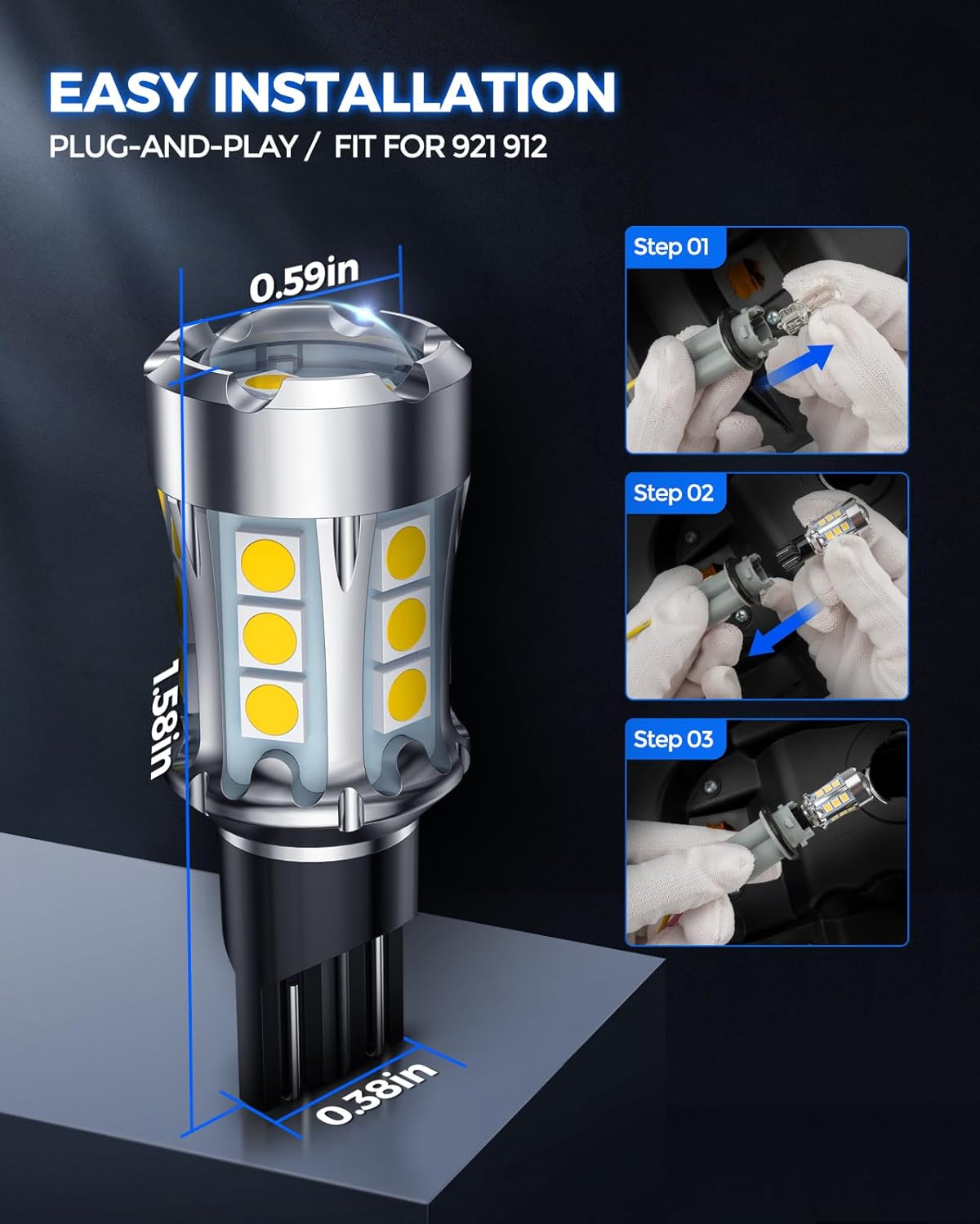 Marsauto Bombillas LED 921 912 de actualización 2024, T15 para luz de respaldo inversa, W16W 906 904 902 922 bombilla de carga para camión, 2800