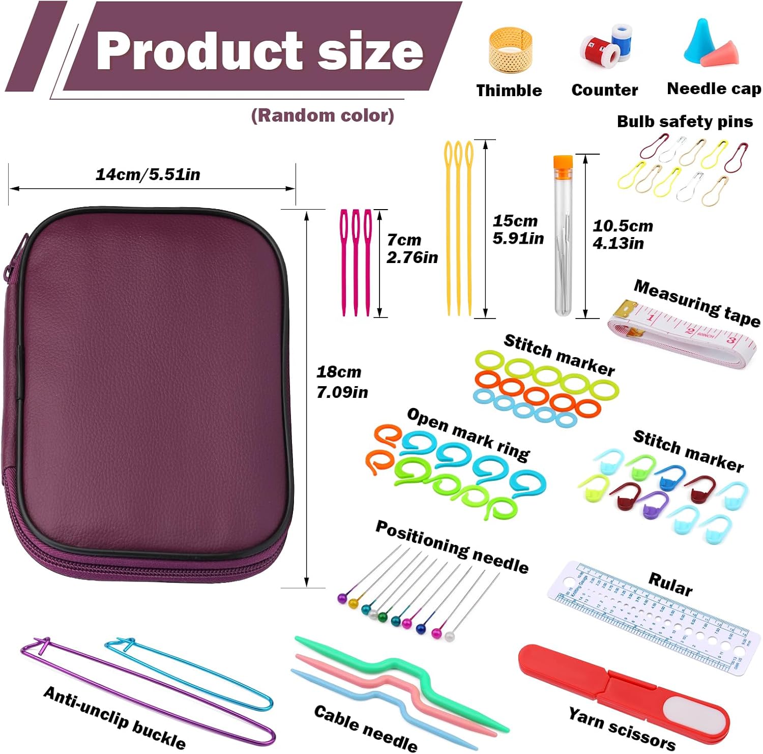Pnytty Ganchos de ganchillo, kit de 100 ganchos de ganchillo con estuche, incluye ganchos de ganchillo ergonómicos, accesorios de ganchillo, agujas