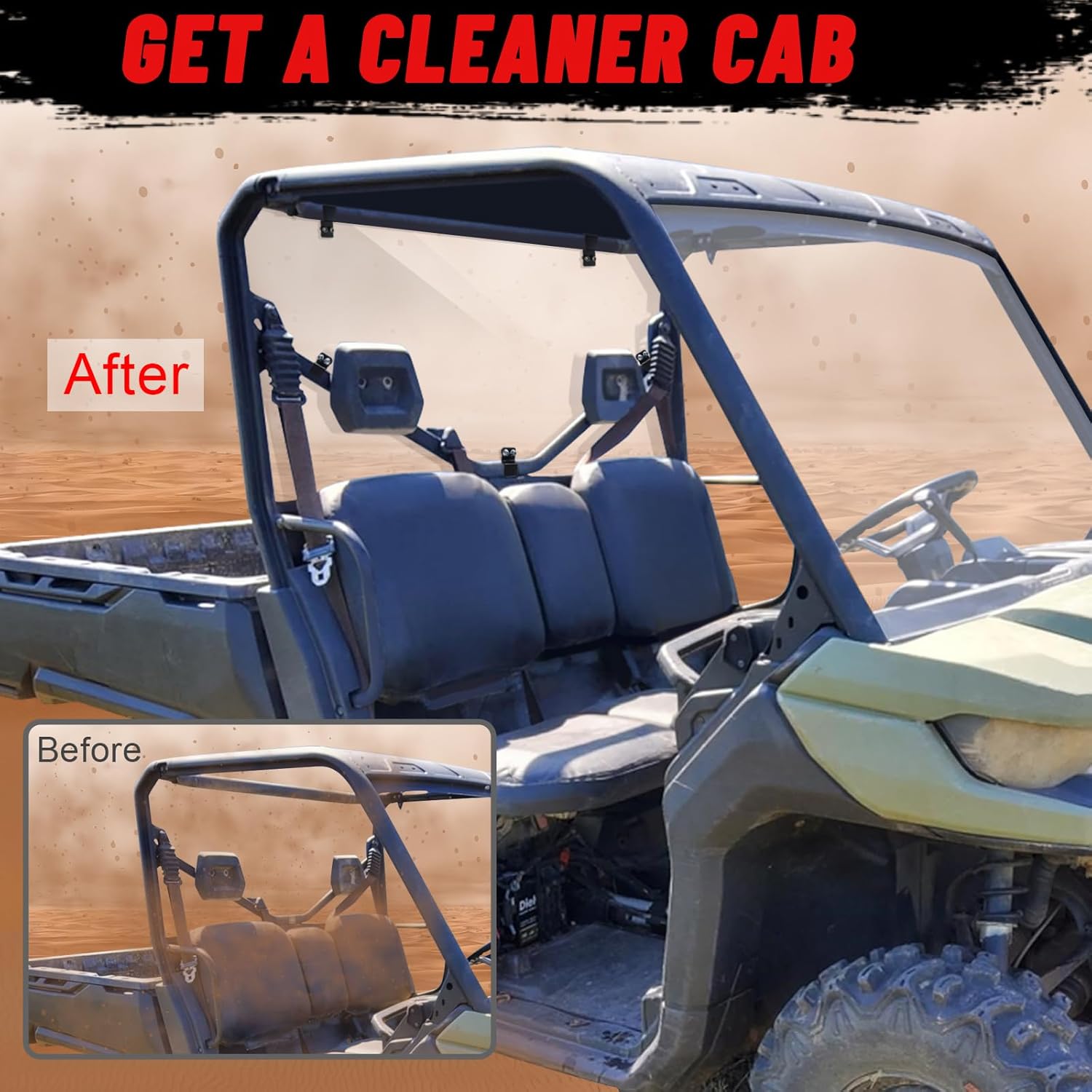 StarknightMT – Parabrisas trasero resistente a los arañazos  Ventana trasera StarknightMT a prueba de rayos UV compatible con Can-Am Defender