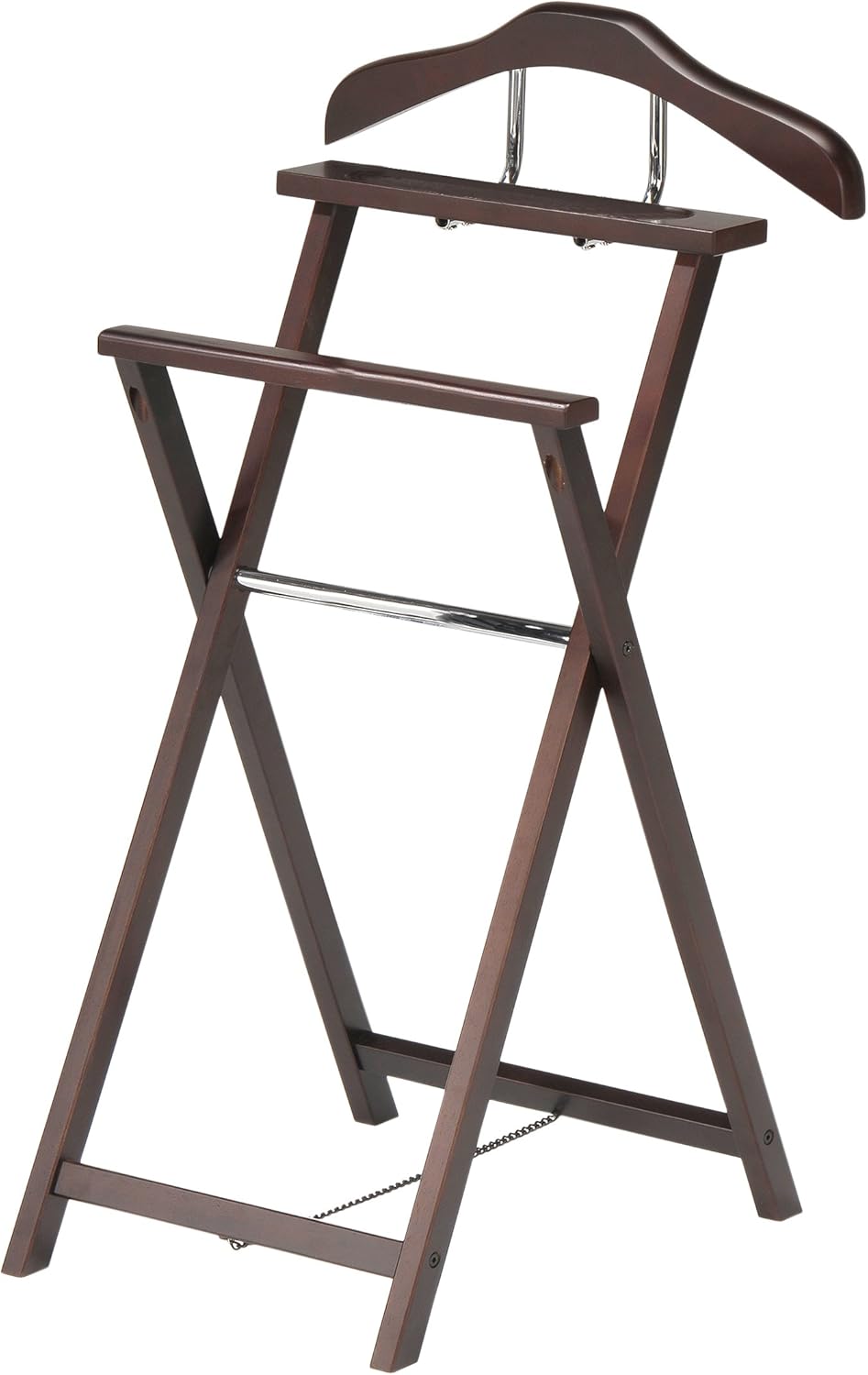 KB Designs – Soporte de valet plegable independiente para traje y corbata, organizador de ropa, nogalcromo