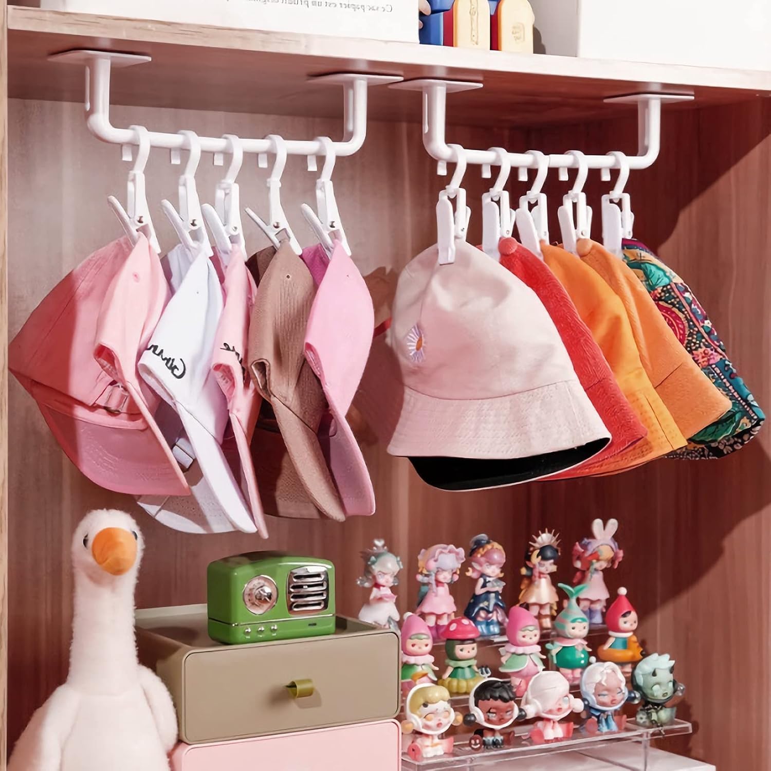Perchero para gorras de béisbol, ganchos adhesivos para sombreros para pared, organizador de gorras de béisbol, sin perforaciones, soporte fuerte