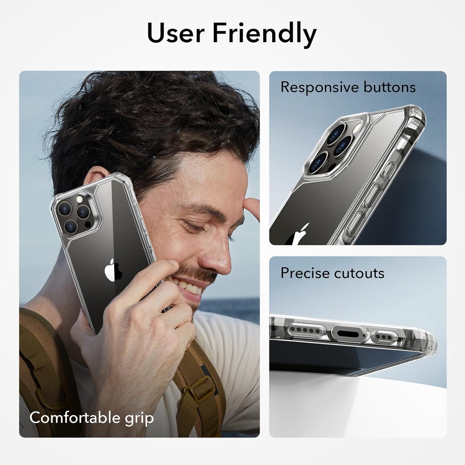 ESR Funda para iPhone 15 Pro Max, protección de grado militar, esquinas de protección de aire a prueba de golpes, parte trasera acrílica resistente