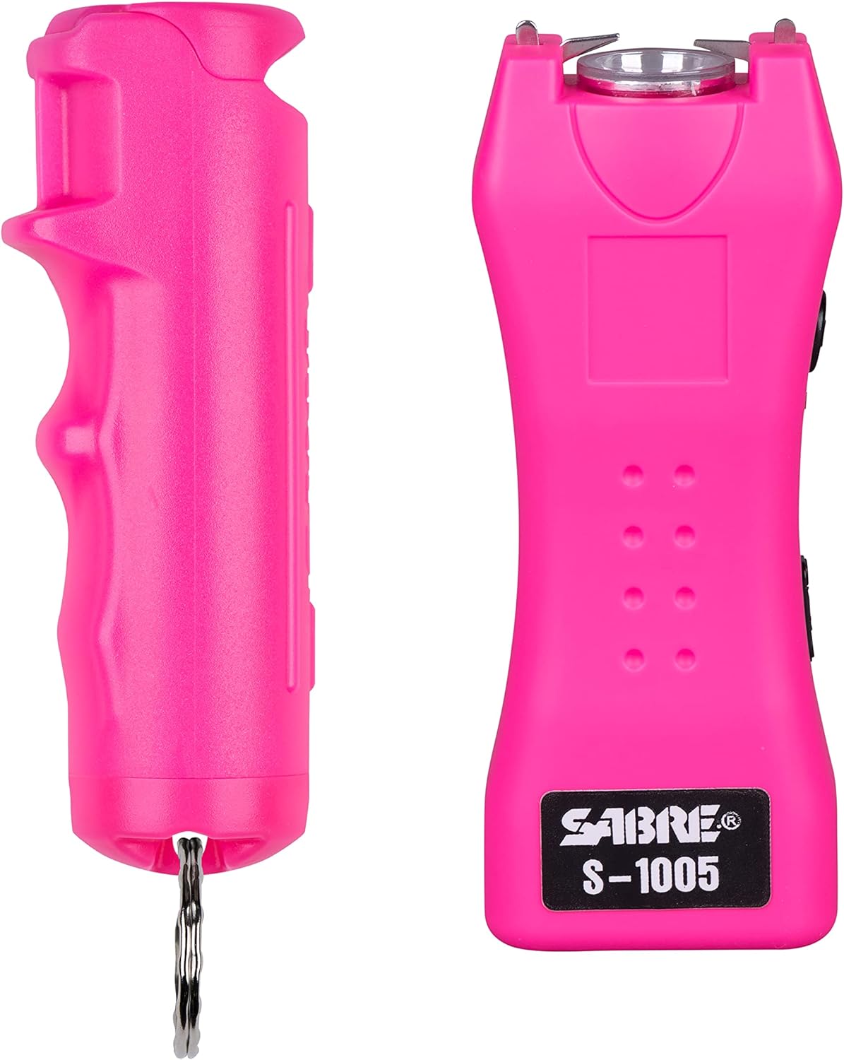 SABRE Kit de defensa personal en aerosol de pimienta, 25 ráfagas, rango de 10 pies, agarre de dedo para un objetivo mejor y más rápido, batería