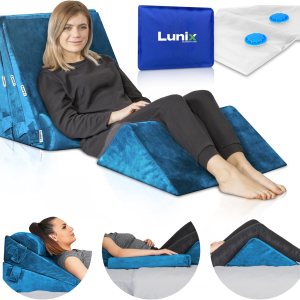 Lunix Juego de 5 almohadas ortopédicas de cuña para cama, espuma viscoelástica poscirugía para aliviar el dolor de espalda, piernas y rodillas, Lunix Juego de 5 almohadas ortopédicas de cuña para cama, espuma viscoelástica poscirugía para aliviar el dolor de espalda, piernas y rodillas,