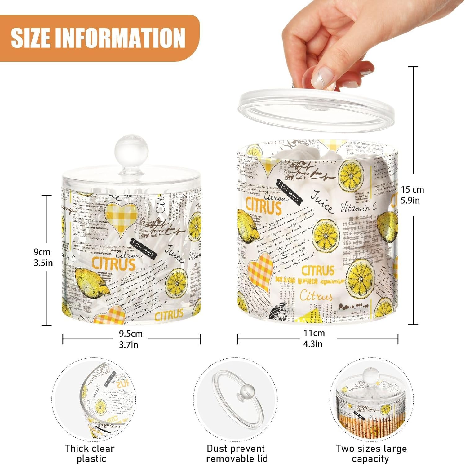 Tarros de limones con tapas, tarros decorativos de baño, recipientes para lavandería, contenedor redondo de algodón para dormitorio, artículos