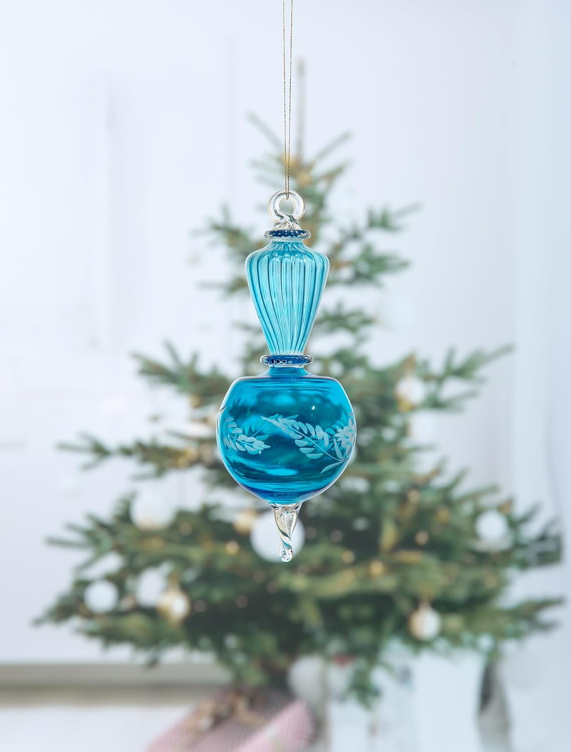 Adornos de cristal grabados turquesa hechos a mano, adorno de Navidad, adornos de Navidad con diseños personalizables, bolas de Navidad para