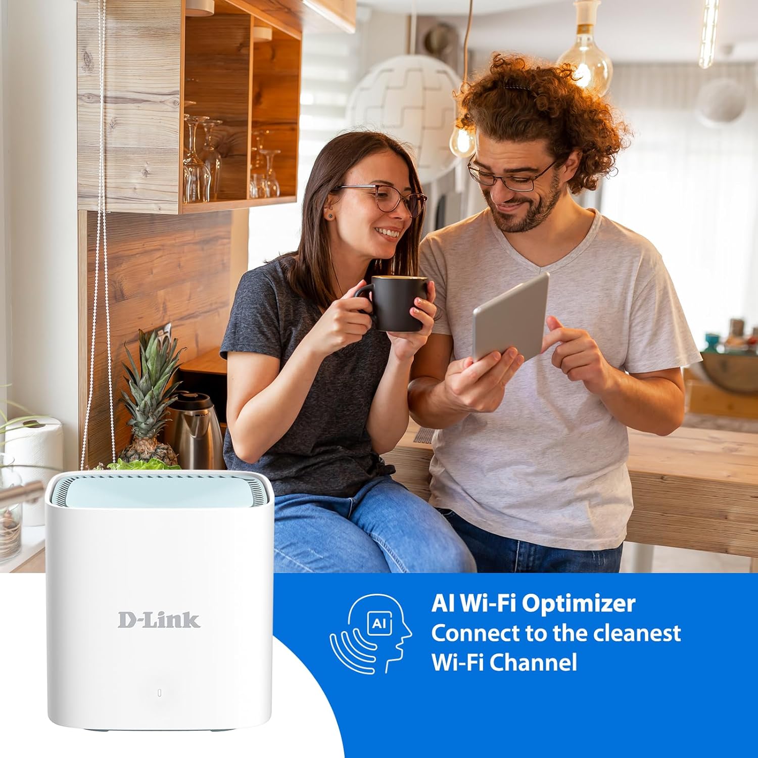 D-Link Sistema Mesh WiFi 6, AX1500 Ai Series 802.11AX Smart Home Dual Band Gigabit Gaming Red de Internet inalámbrica (M15) Blanco
