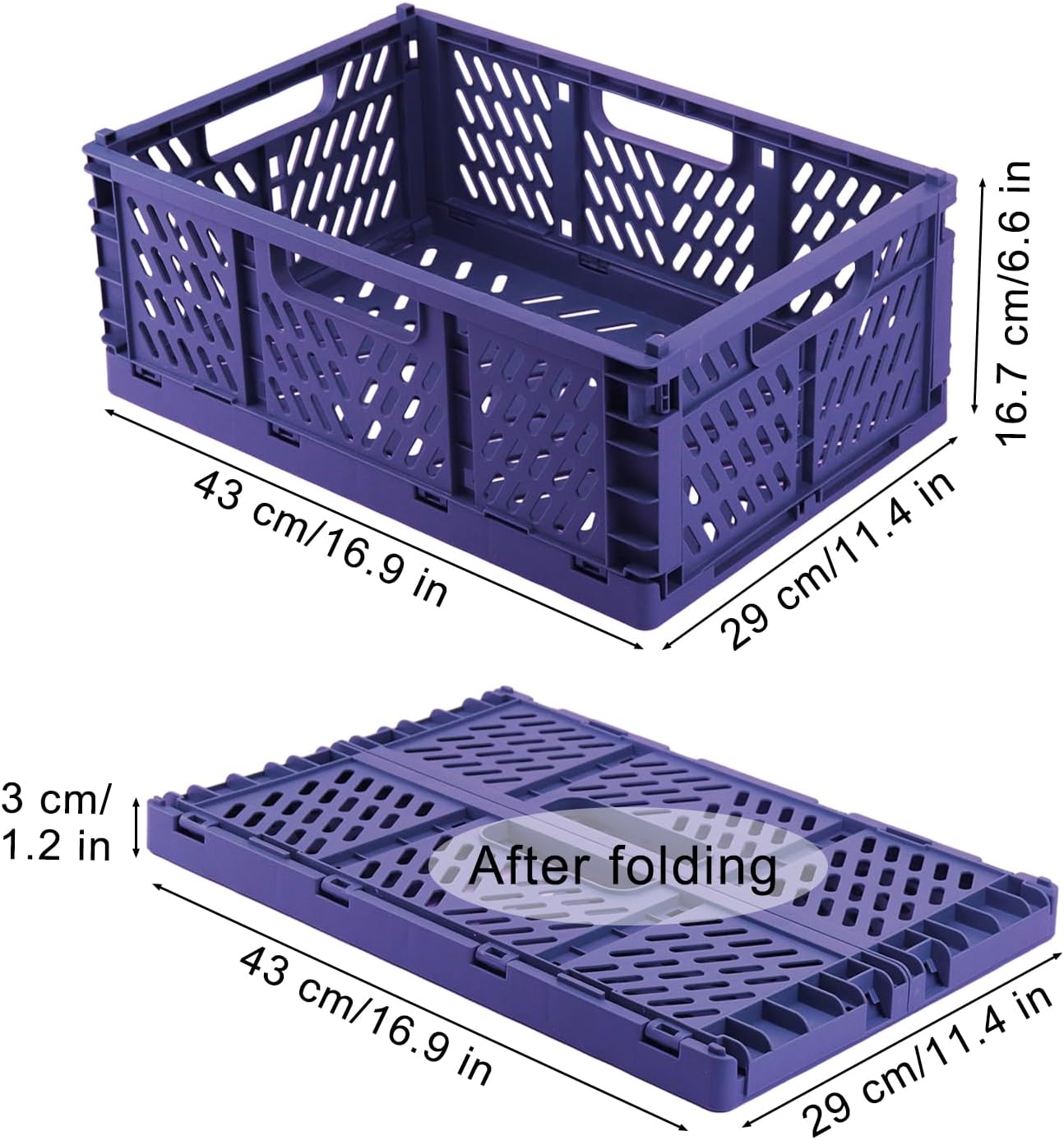 Cajas de almacenamiento de plástico apilables, tamaño extra grande (16.7 x 11.2 x 6.5 pulgadas), cajas de almacenamiento de plástico apilables,