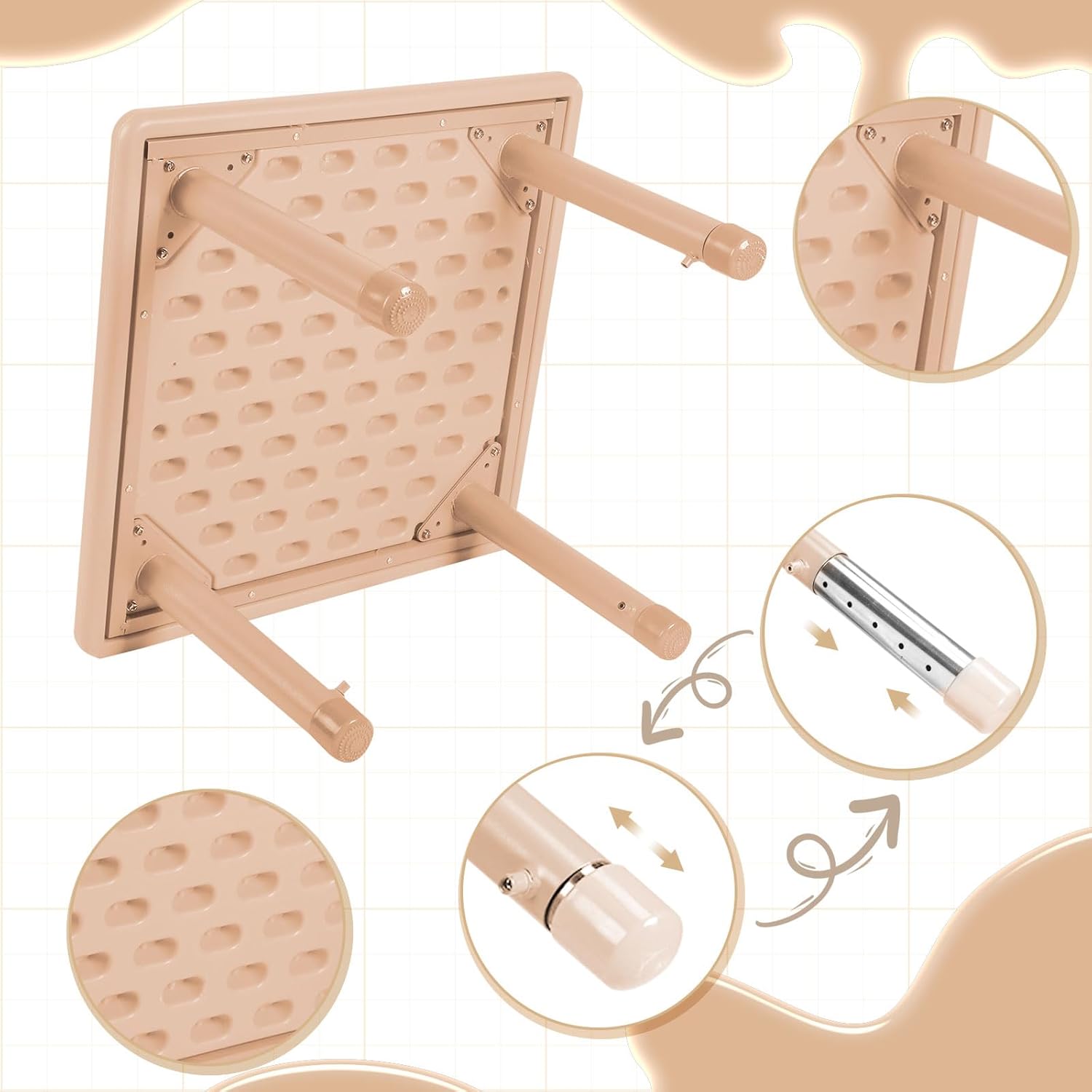 Mesa de plástico para aula de 24 pulgadas, mesa de actividades cuadrada de altura ajustable, muebles de aula, escritorio de actividades impermeable