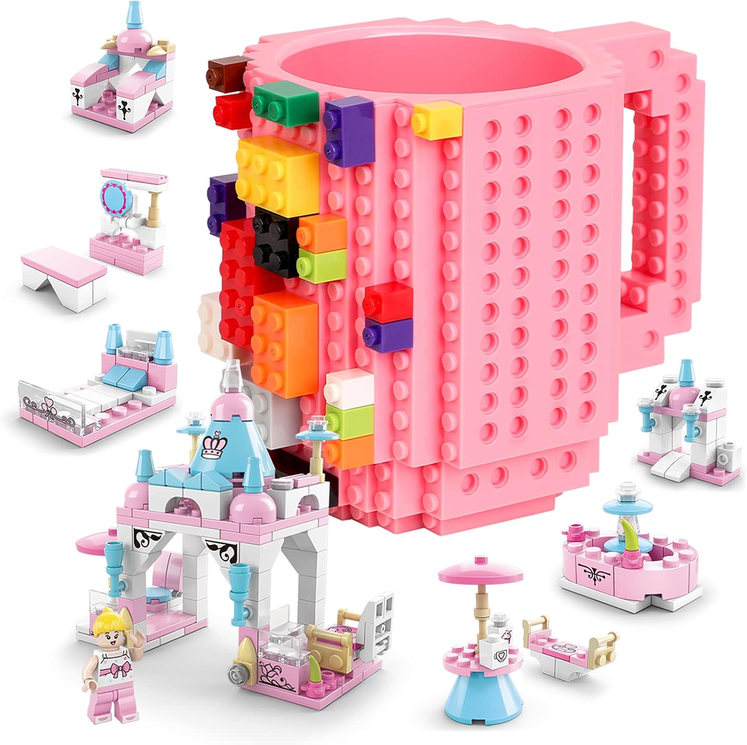 Taza de ladrillo para niños, adultos y niños, tazas de café novedosas de Cusod compatibles con Lego, divertidas tazas de café para ideas de regalo