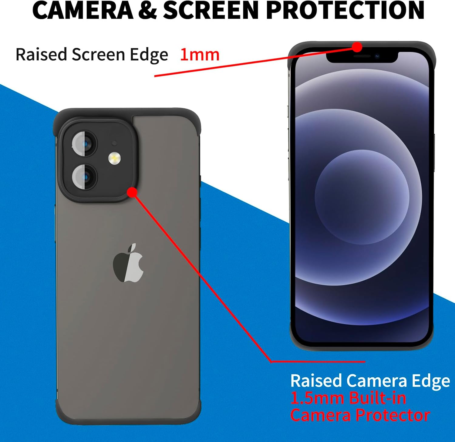 Funda delgada sin marco, con protector de lente de cámara integrado, ultrafina, ligera, minimalista, a prueba de golpes, funda protectora de