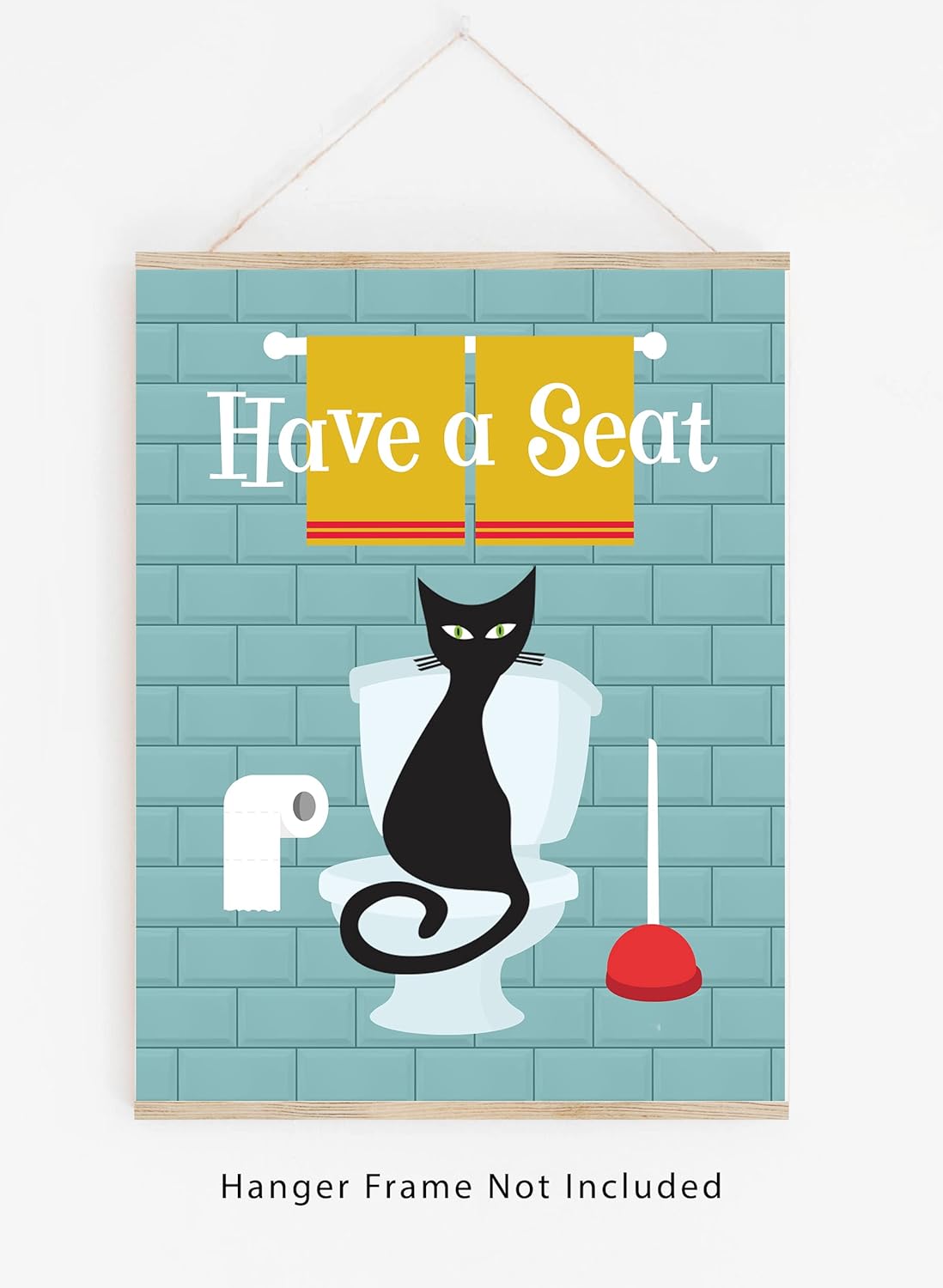 Mid Century Modern No.26 Wall Art Print – 11×14 UNFRAMED Retro Boho Aesthetic Funny Bathroom Decor. Atomic Cat Have a Seat.