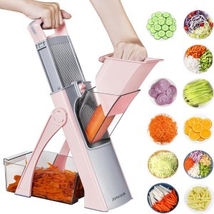 Jonscook Cortador de alimentos con mandolina segura para cocina, picadora de verduras con grosor ajustable, cortador de verduras multifuncional, Jonscook Cortador de alimentos con mandolina segura para cocina, picadora de verduras con grosor ajustable, cortador de verduras multifuncional,