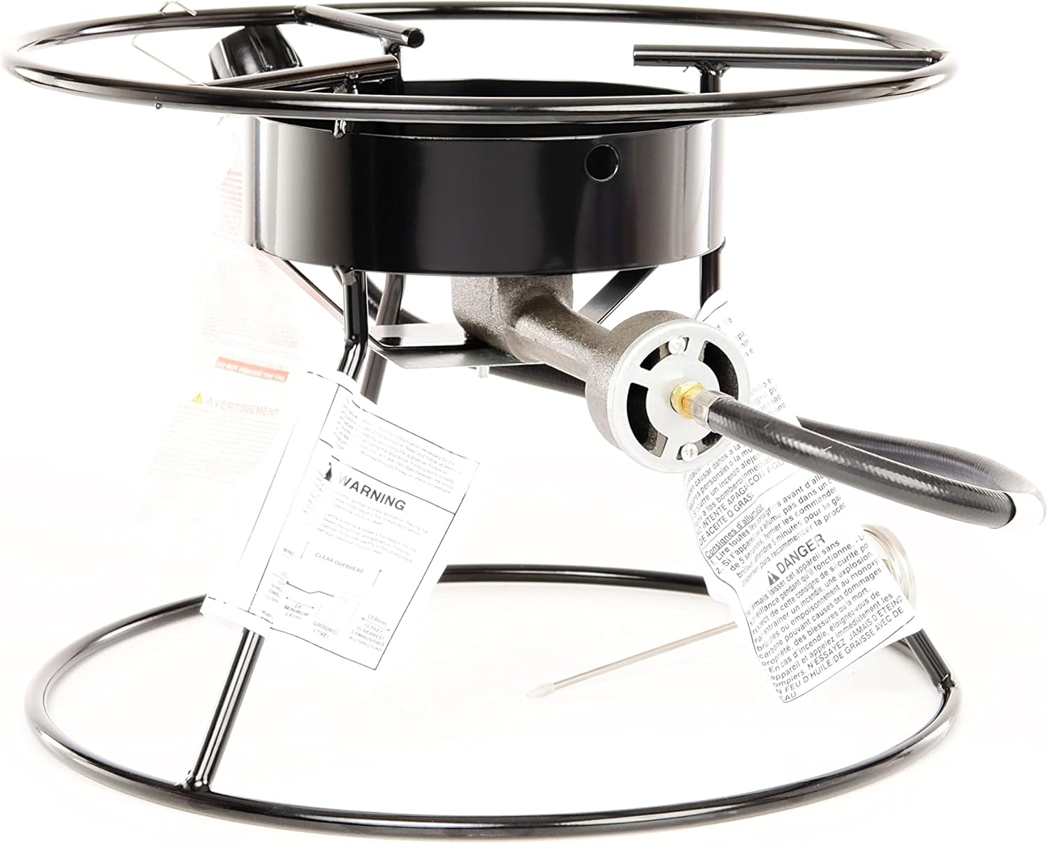 King Kooker 110-17PKTA – Olla portátil para exteriores con parrilla de propano de anillo superior de 17 pulgadas de diámetro, color negro