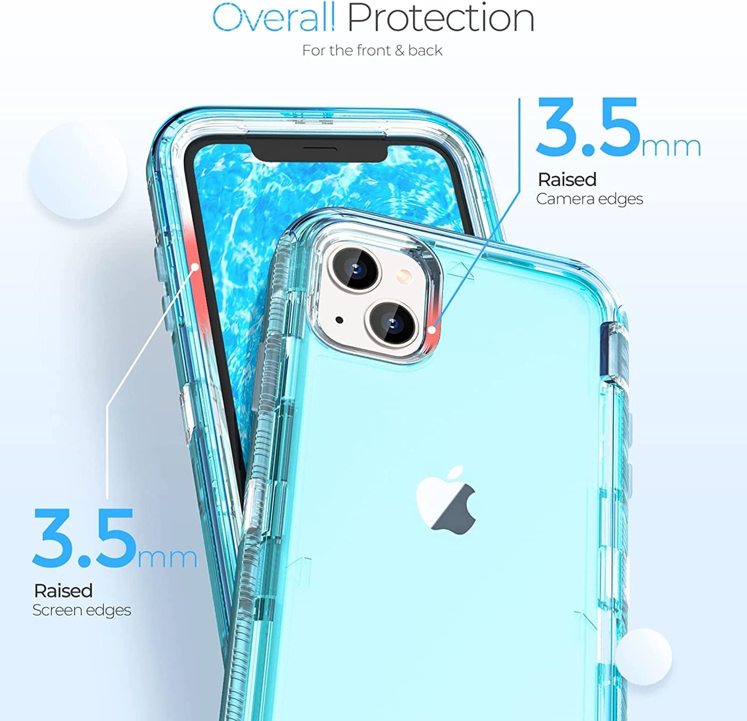 ORIbox Funda azul para iPhone 15 Plus14 Plus, protección contra caídas de grado militar de 10 pies, funda transparente resistente a prueba de golpes
