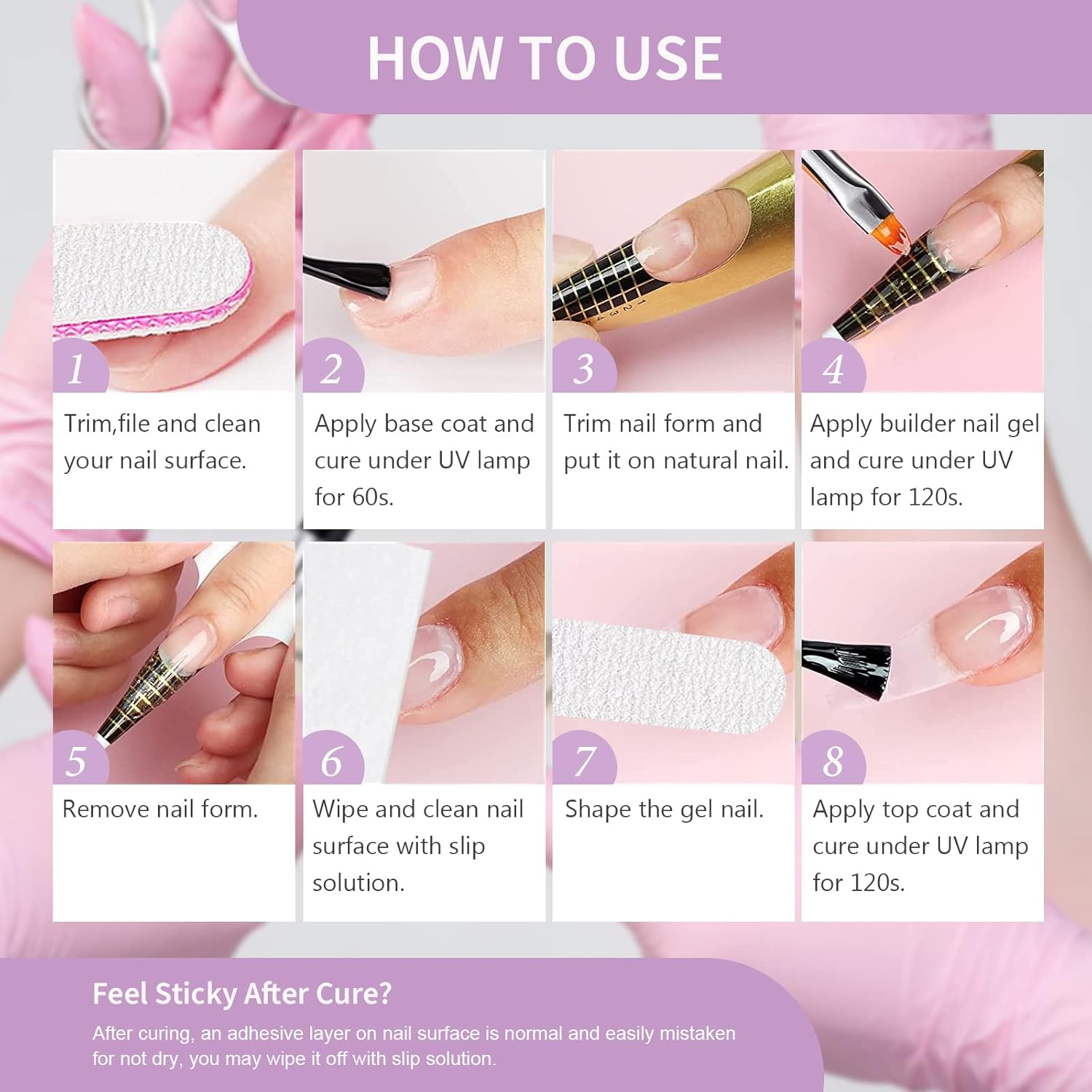 X&D Kit de uñas de poligel natural transparente de 5 colores, kit de gel de uñas de poli para extensiones de uñas con formas de uñas, formas dobles,