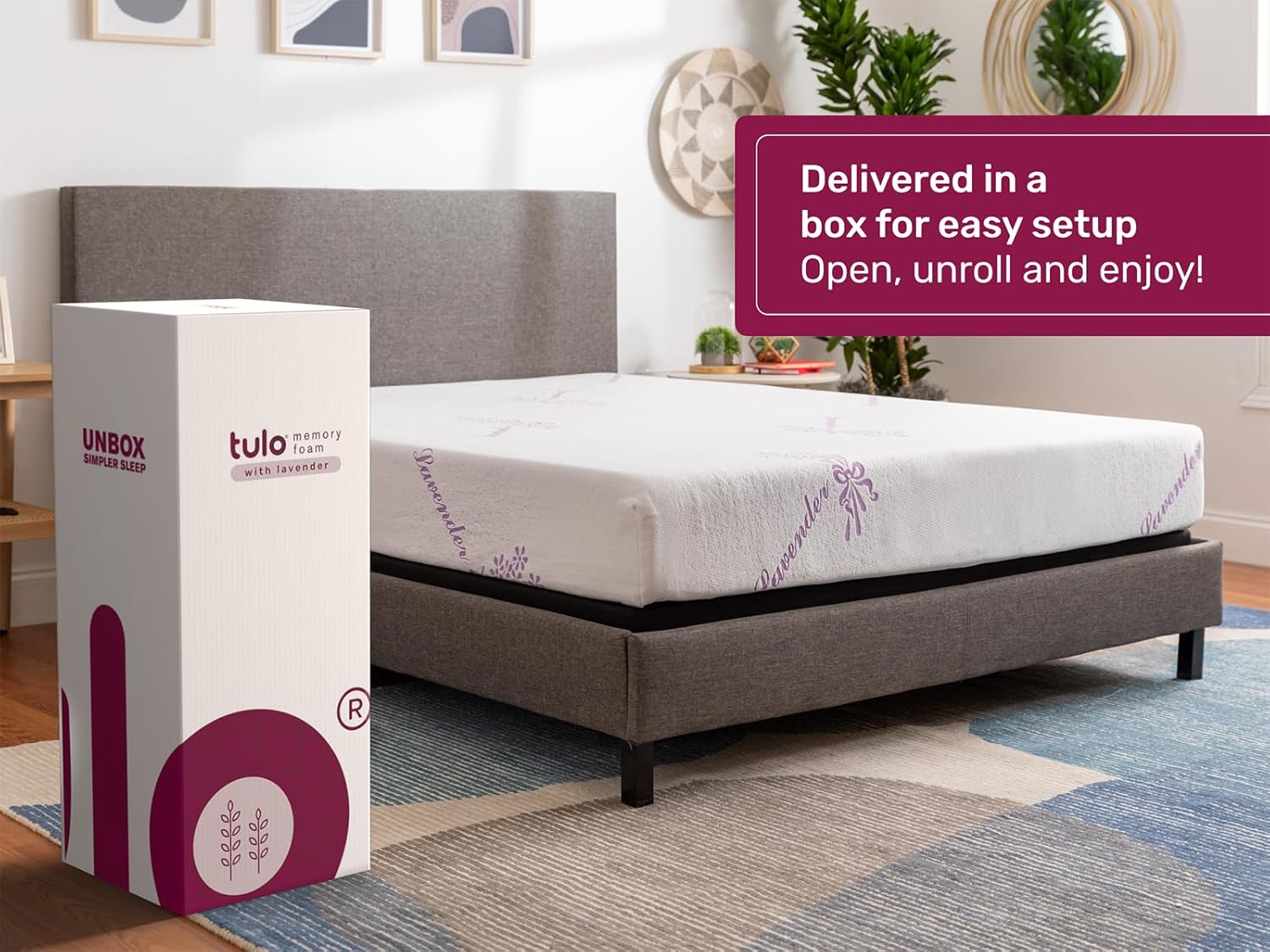 TULO by Mattress Firm  Colchón lavanda de espuma viscoelástica de 8 pulgadas  Comodidad media  Alivio de presión que reduce el dolor  Tamaño