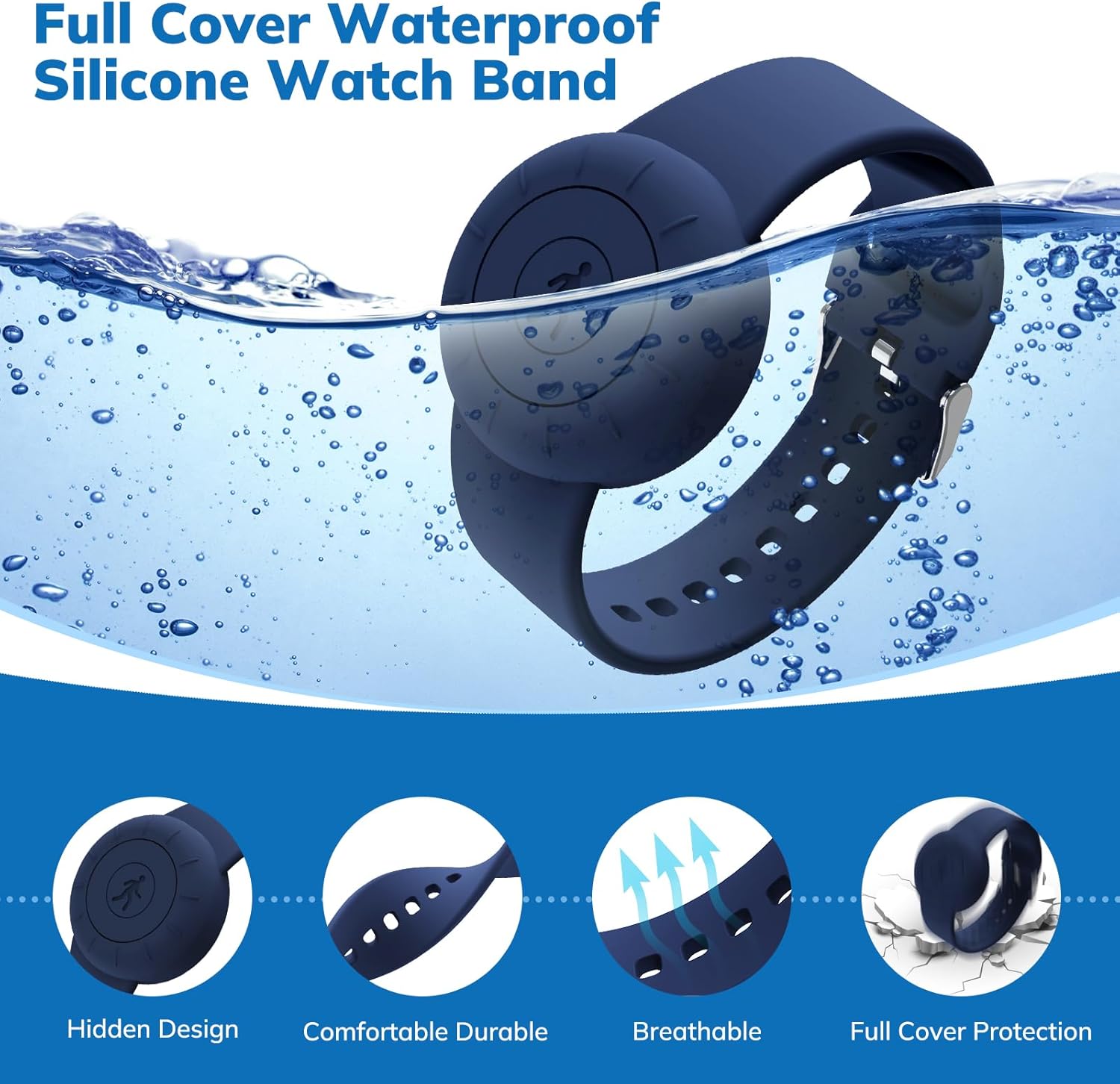 Pulsera impermeable para Airtag para niños (paquete de 2), pulsera de silicona suave oculta para niños, funda completa ligera para rastreador GPS