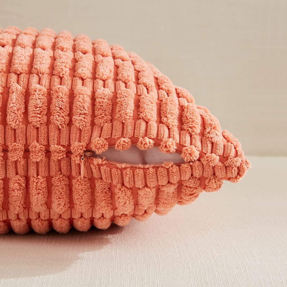 Fancy Homi – Paquete de 2 fundas de almohada decorativas de coral de 20 x 20 pulgadas para sala de estar, sofá y cama, funda de cojín cuadrada de